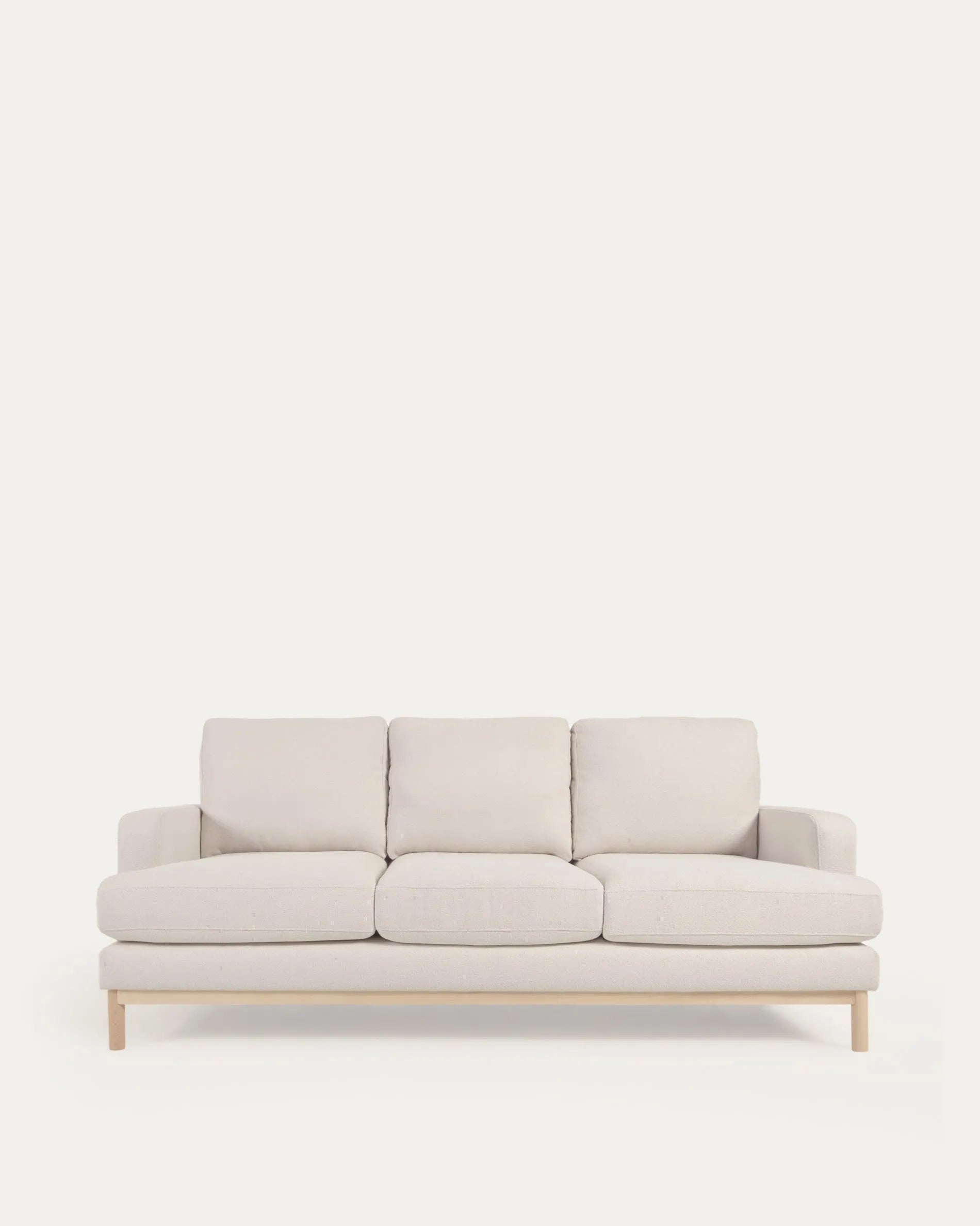 Elegantes 3-Sitzer-Sofa Mihaela in Weiß, Mikro-Bouclé, FSC-zertifiziert, nachhaltig, stilvoll, 203 cm.