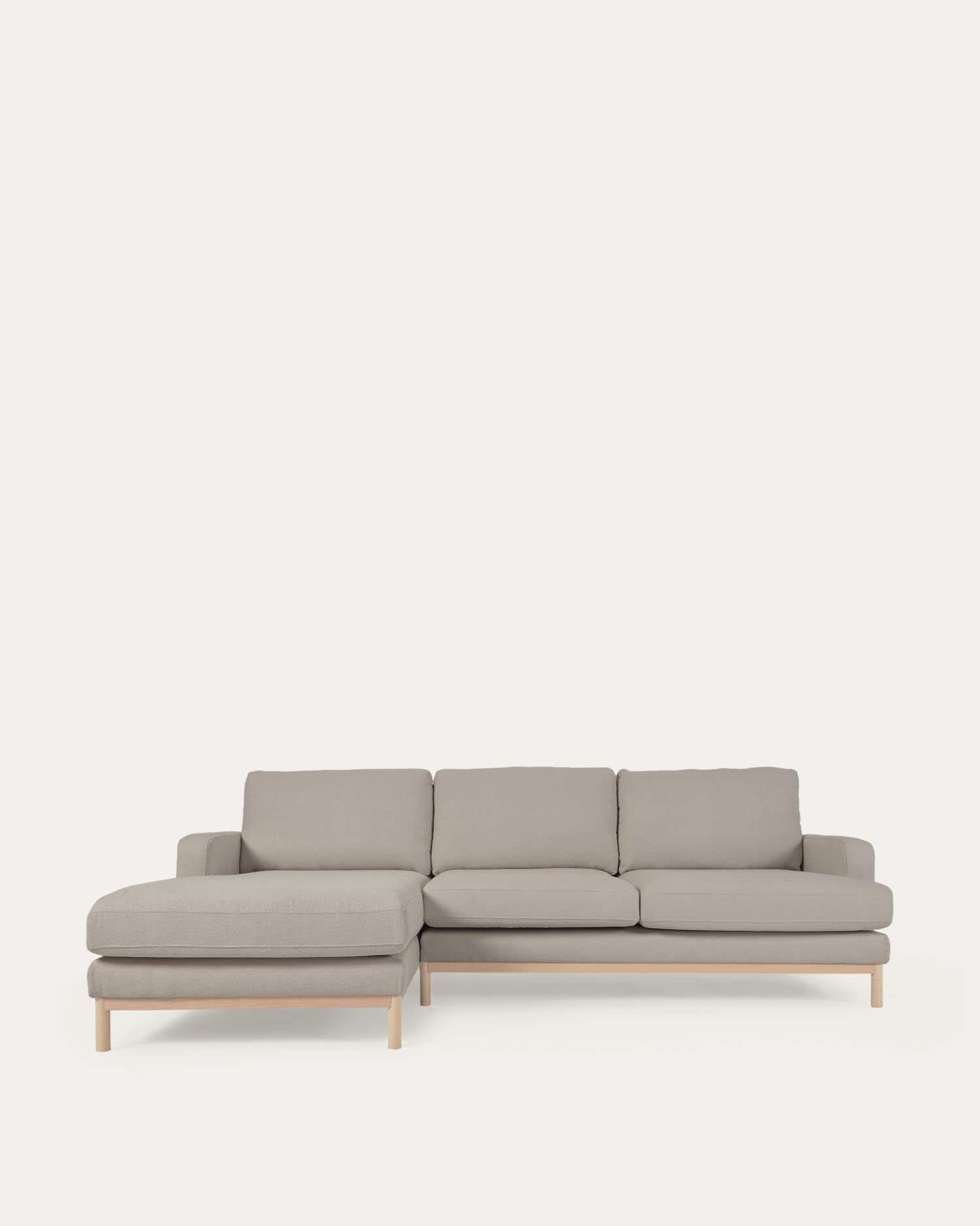 Sofa Mihaela für 3 Sitzer mit Chaiselongue links mit Mikro-Bouclé-Bezug in Grau 264 cm in Grau präsentiert im Onlineshop von KAQTU Design AG. 3er Sofa ist von Kave Home