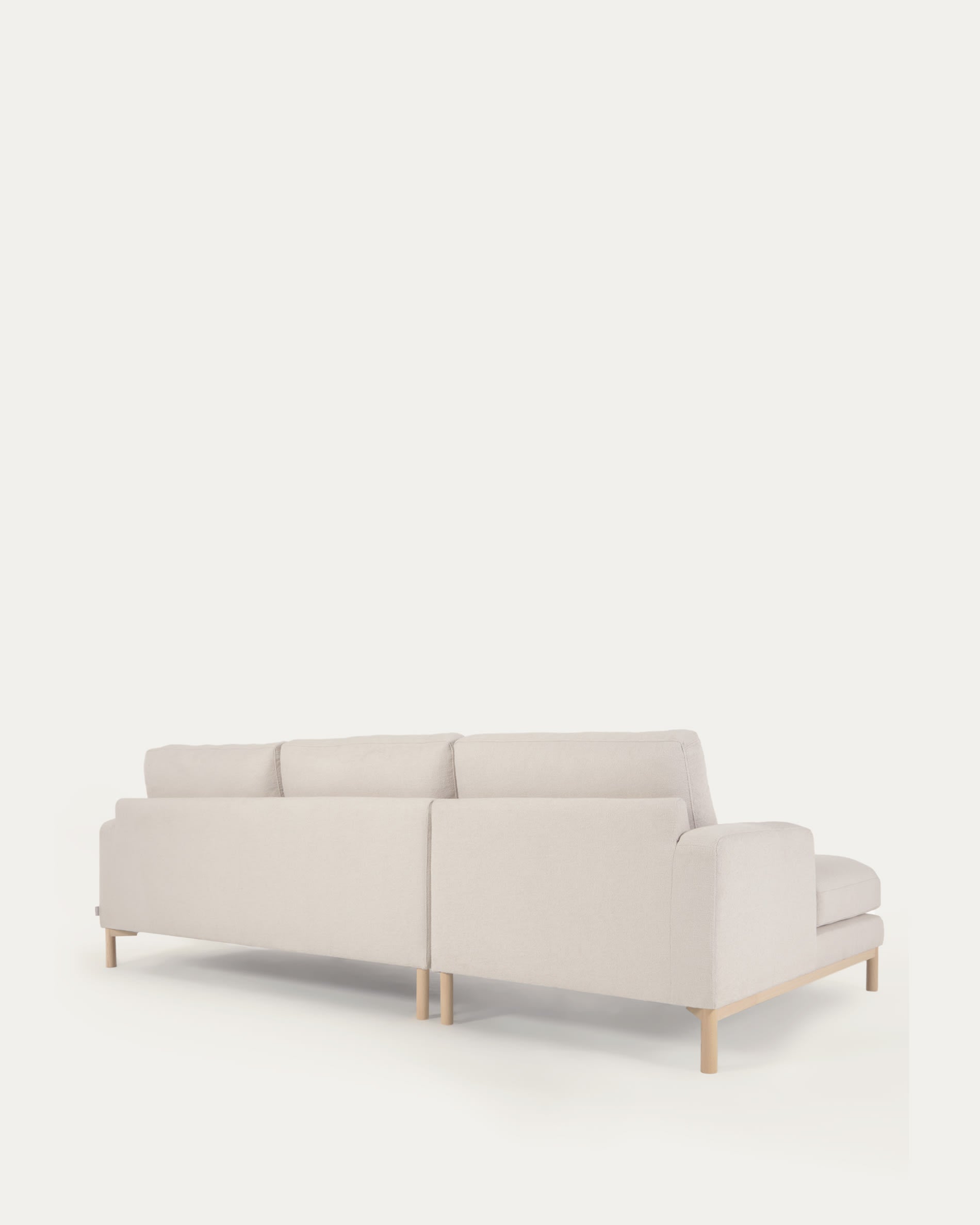 Sofa Mihaela für 3 Sitzer mit Chaise Longue links aus Mikro-Bouclé-Bezug in Weiss 264 cm FSC Mix Credit in Weiß präsentiert im Onlineshop von KAQTU Design AG. 3er Sofa ist von Kave Home