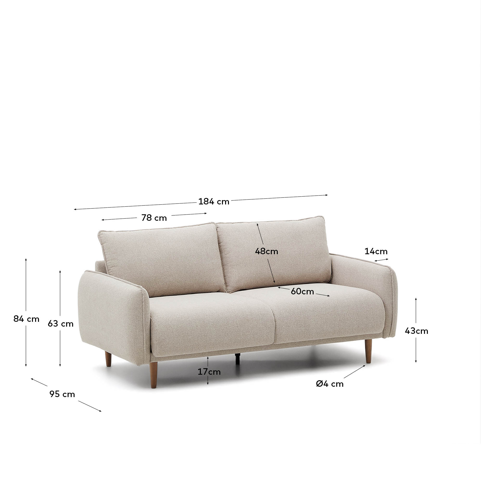 Carlota 2-Sitzer-Sofa beige 184 cm FSC Mix Credit in Beige präsentiert im Onlineshop von KAQTU Design AG. 2er Sofa ist von Kave Home