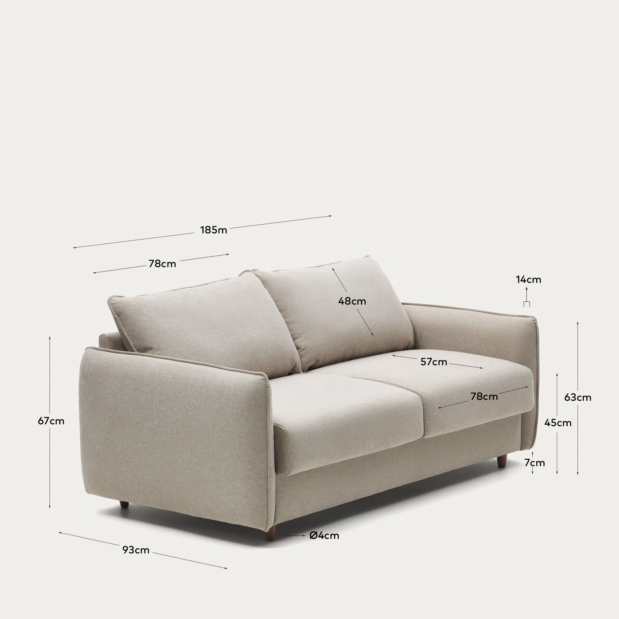 Carlota 2-Sitzer Bettsofa aus Chenille in Beige 140 cm FSC Mix Credit in Beige präsentiert im Onlineshop von KAQTU Design AG. 2er Sofa ist von Kave Home