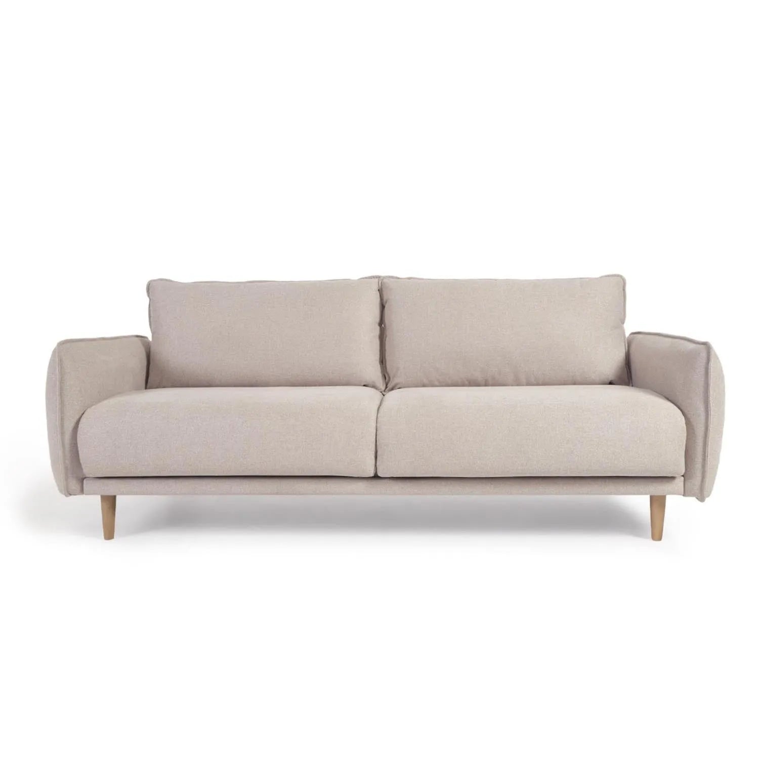 Elegantes 3-Sitzer Sofa Carlota in Beige von Kave Home, 213 cm, mit nachhaltiger Chenille-Polsterung und stabilem Kiefernholzrahmen.