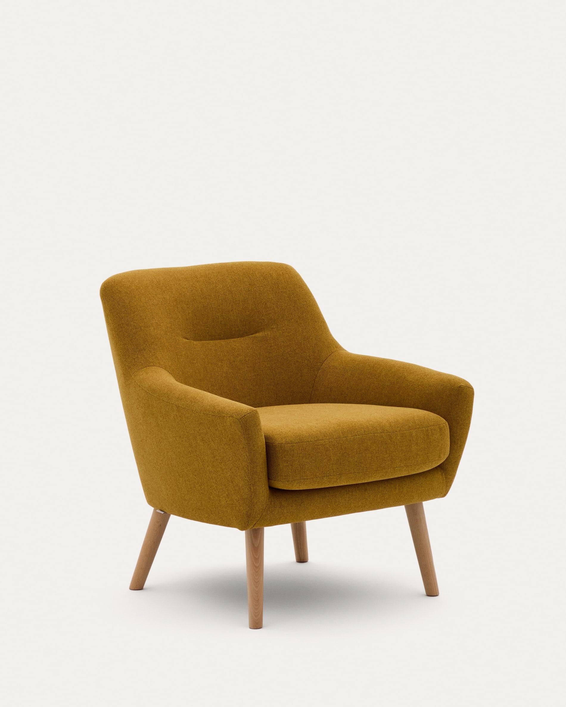 Sessel Candela Farbe Senf in Senfgelb präsentiert im Onlineshop von KAQTU Design AG. Sessel ist von Kave Home