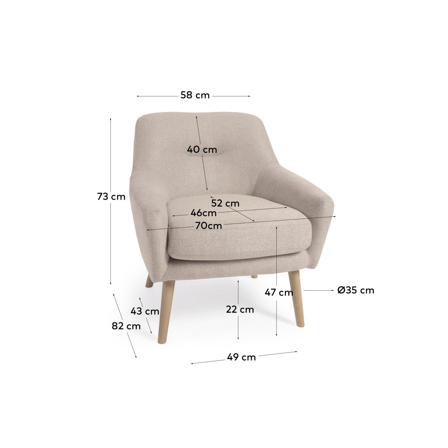 Candela Sessel beige in Beige präsentiert im Onlineshop von KAQTU Design AG. Sessel ist von Kave Home