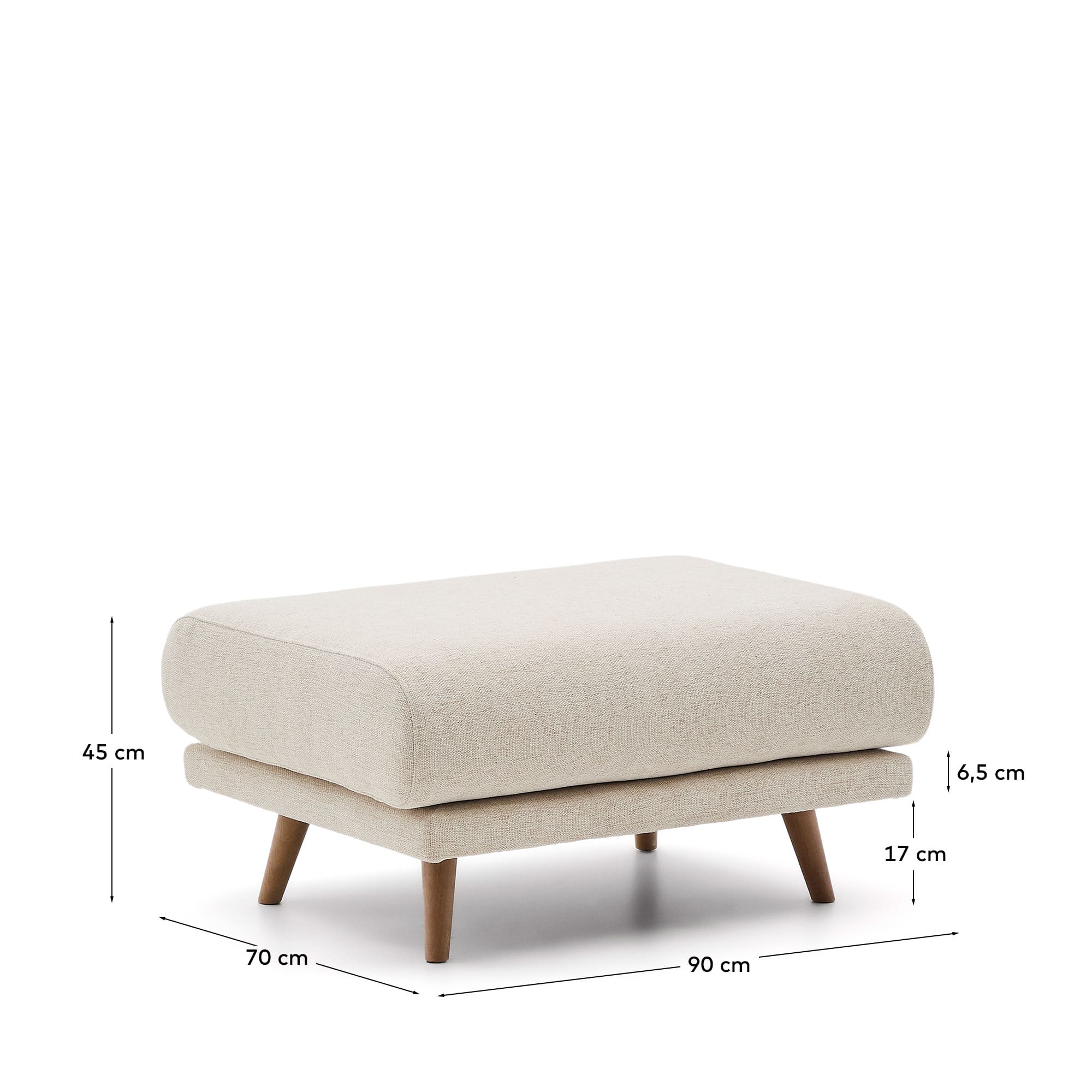 Karin Fusshocker beige Chenille Beine aus massivem Buchenholz 90 x 70 cm in Beige präsentiert im Onlineshop von KAQTU Design AG. Ottoman ist von Kave Home