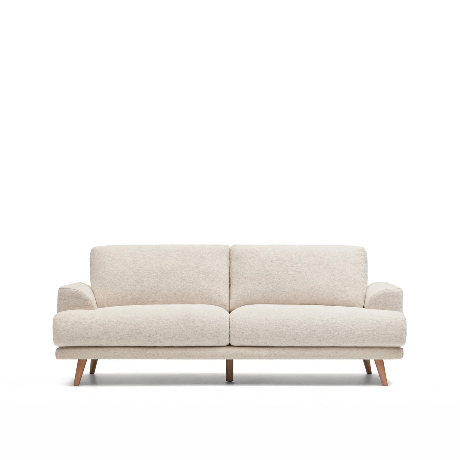 Karin 2-Sitzer-Sofa weiße Chenille und Beine aus massiver Buche 210 cm in Beige präsentiert im Onlineshop von KAQTU Design AG. 2er Sofa ist von Kave Home