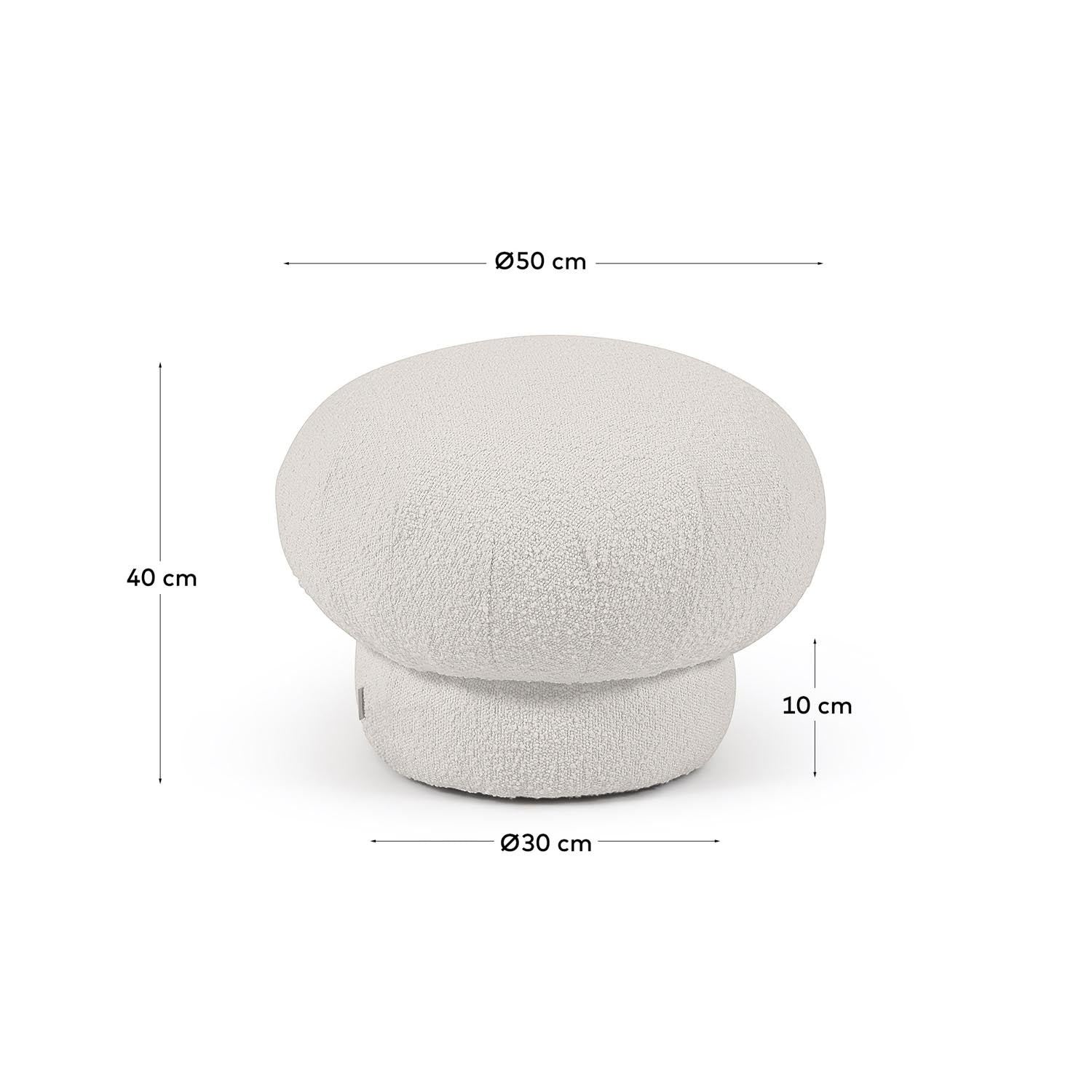 Sarisha runder Pouf mit Bouclé-Bezug in Weiss Ø 50 cm in Weiß präsentiert im Onlineshop von KAQTU Design AG. Pouf ist von Kave Home