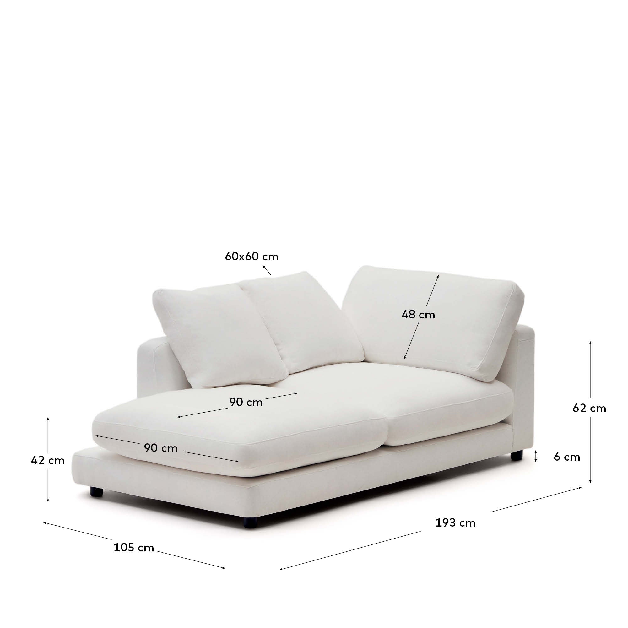 Chaiselongue Gala links weiss 193 x 105 cm in Weiß präsentiert im Onlineshop von KAQTU Design AG. Modulares Sofa ist von Kave Home