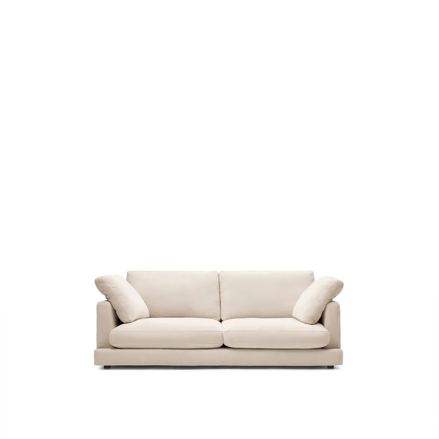 Elegantes Gala 3-Sitzer Sofa in Beige, 210 cm breit, mit antibakteriellem Stoff und nachhaltigen Materialien für Komfort und Stil.