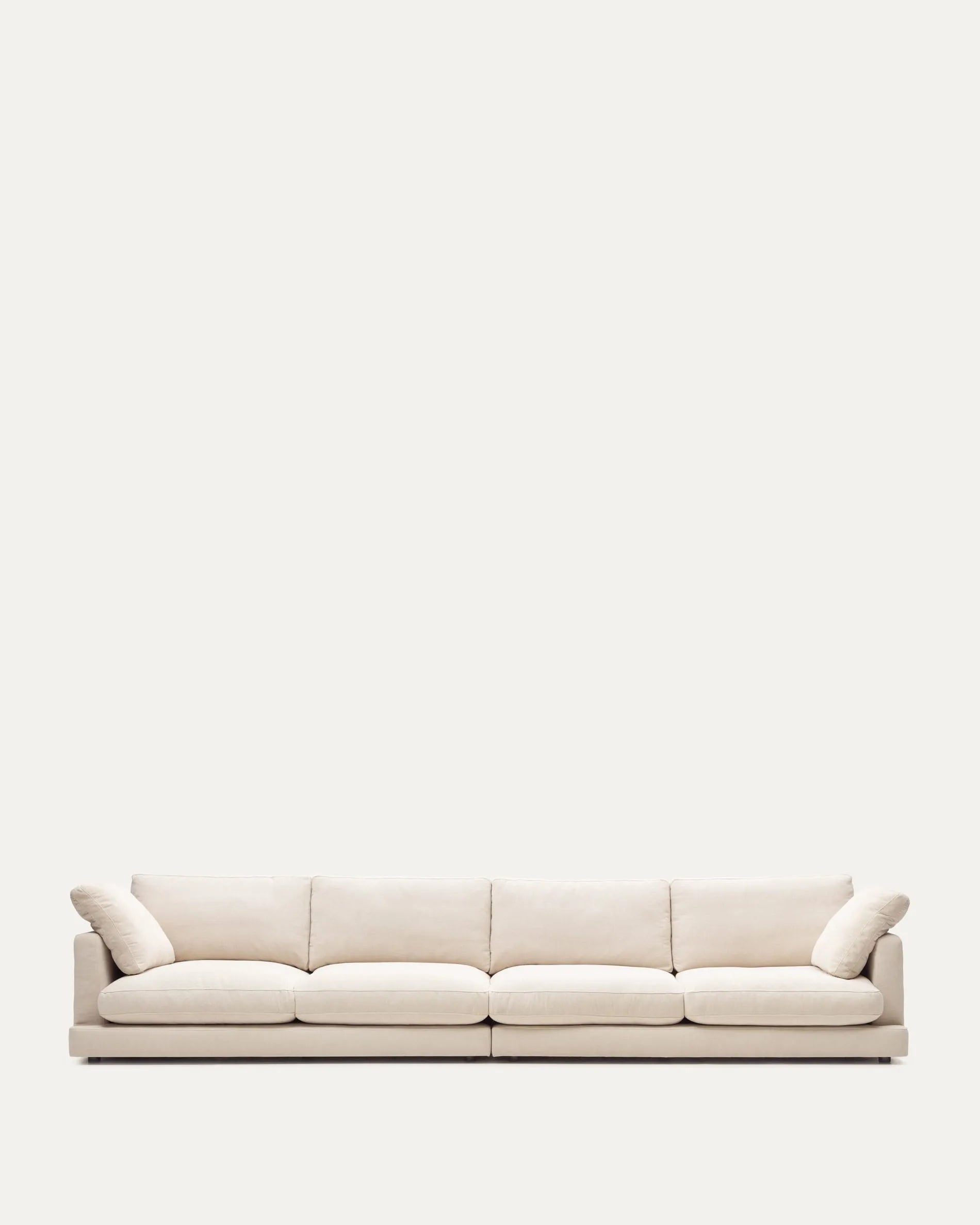 Elegantes 6-Sitzer-Sofa in Beige, 390 cm breit, antibakterieller Stoff, modernes Design, langlebig, komfortabel.