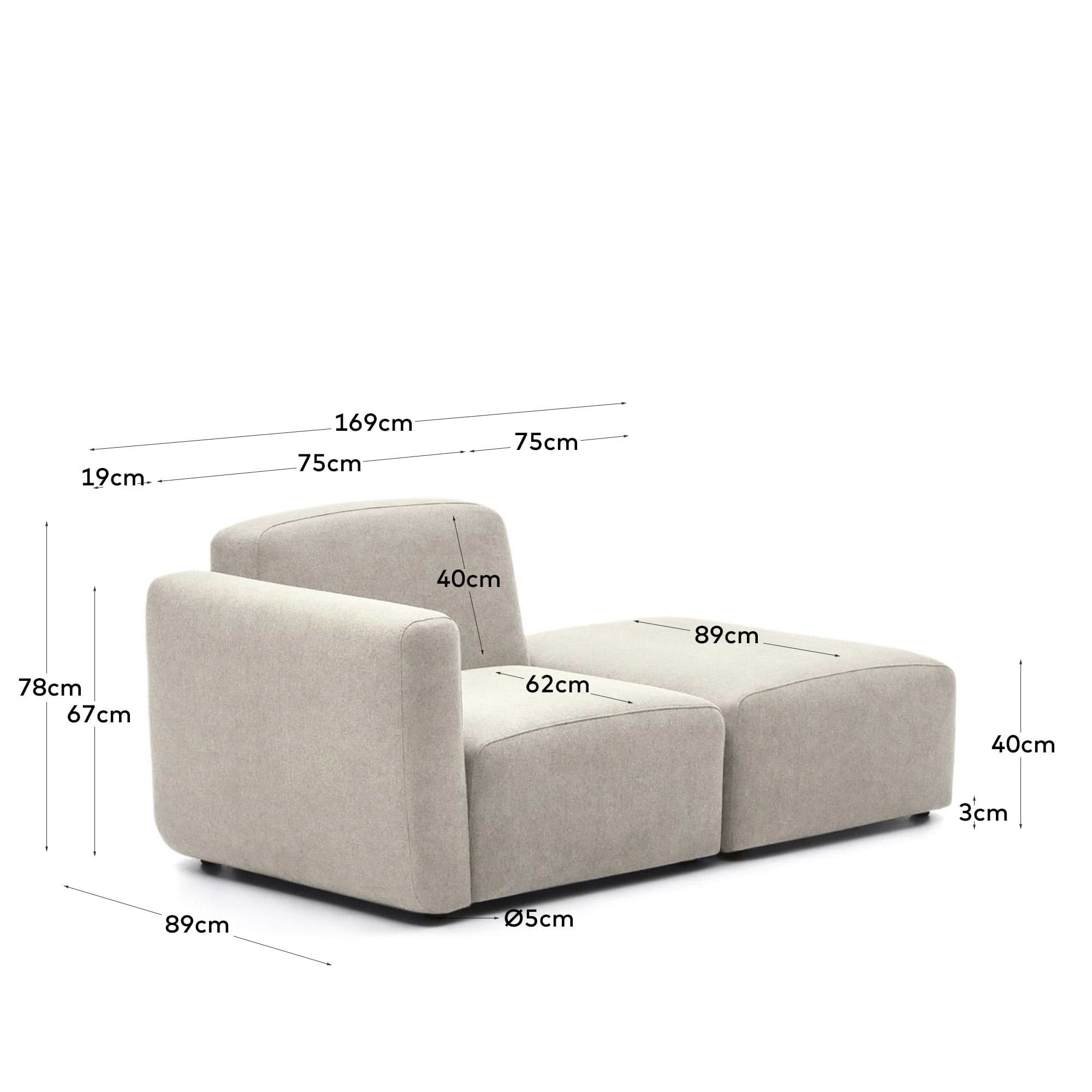 Neom modulares 1-Sitzer-Sofa mit Randmodul Beige 169 cm FSC Mix Credit in Beige präsentiert im Onlineshop von KAQTU Design AG. Modulares Sofa ist von Kave Home