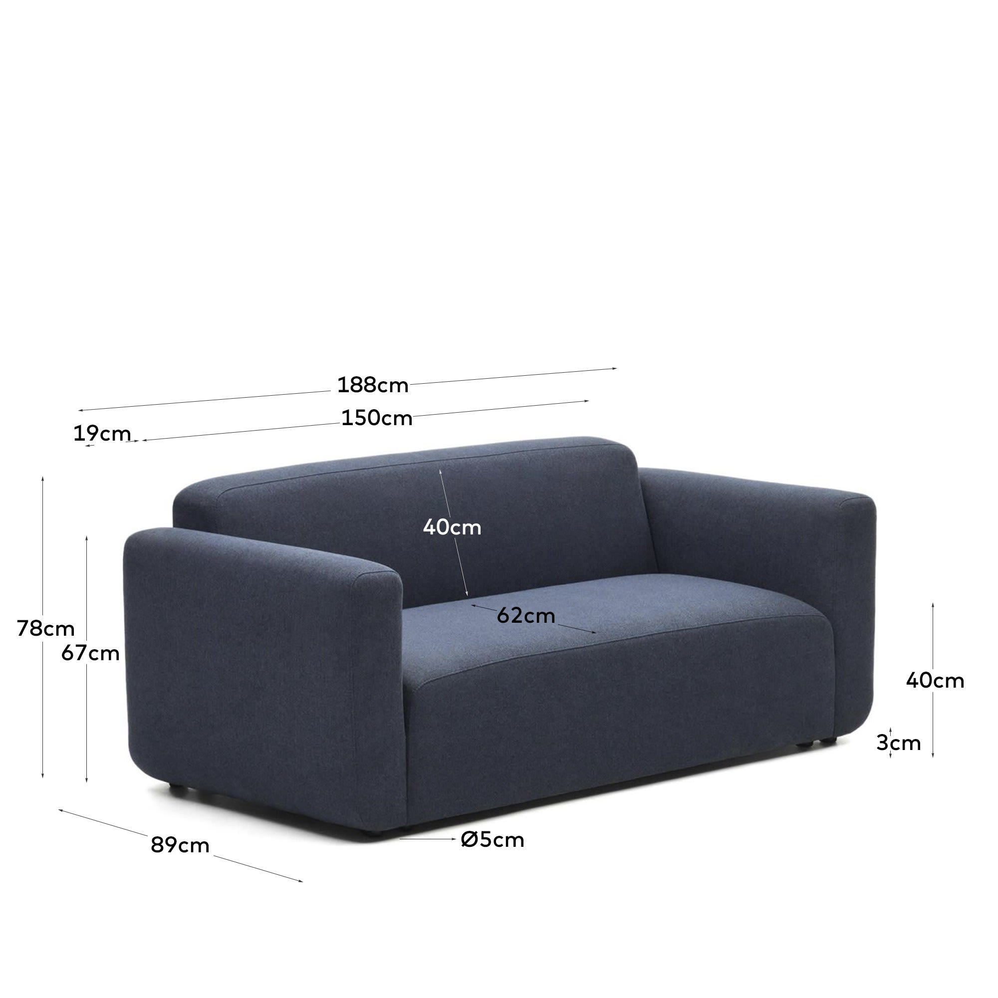 Neom 2-Sitzer-Modularsofa in Blau 188 cm FSC Mix Credit in Blau präsentiert im Onlineshop von KAQTU Design AG. 2er Sofa ist von Kave Home