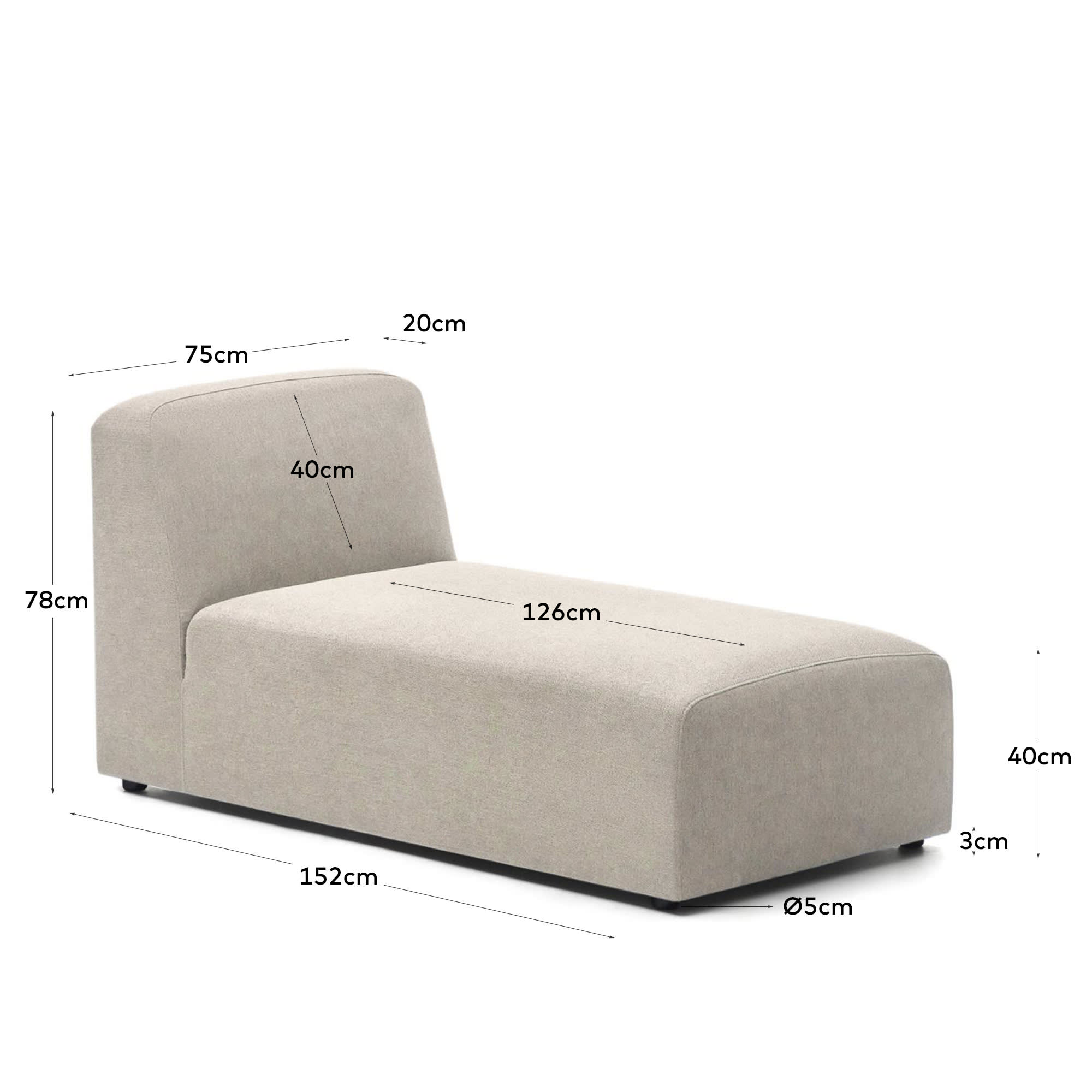 Neom Chaiselongue-Modul in Beige 152 x 75 cm FSC Mix Credit in Beige präsentiert im Onlineshop von KAQTU Design AG. Modulares Sofa ist von Kave Home