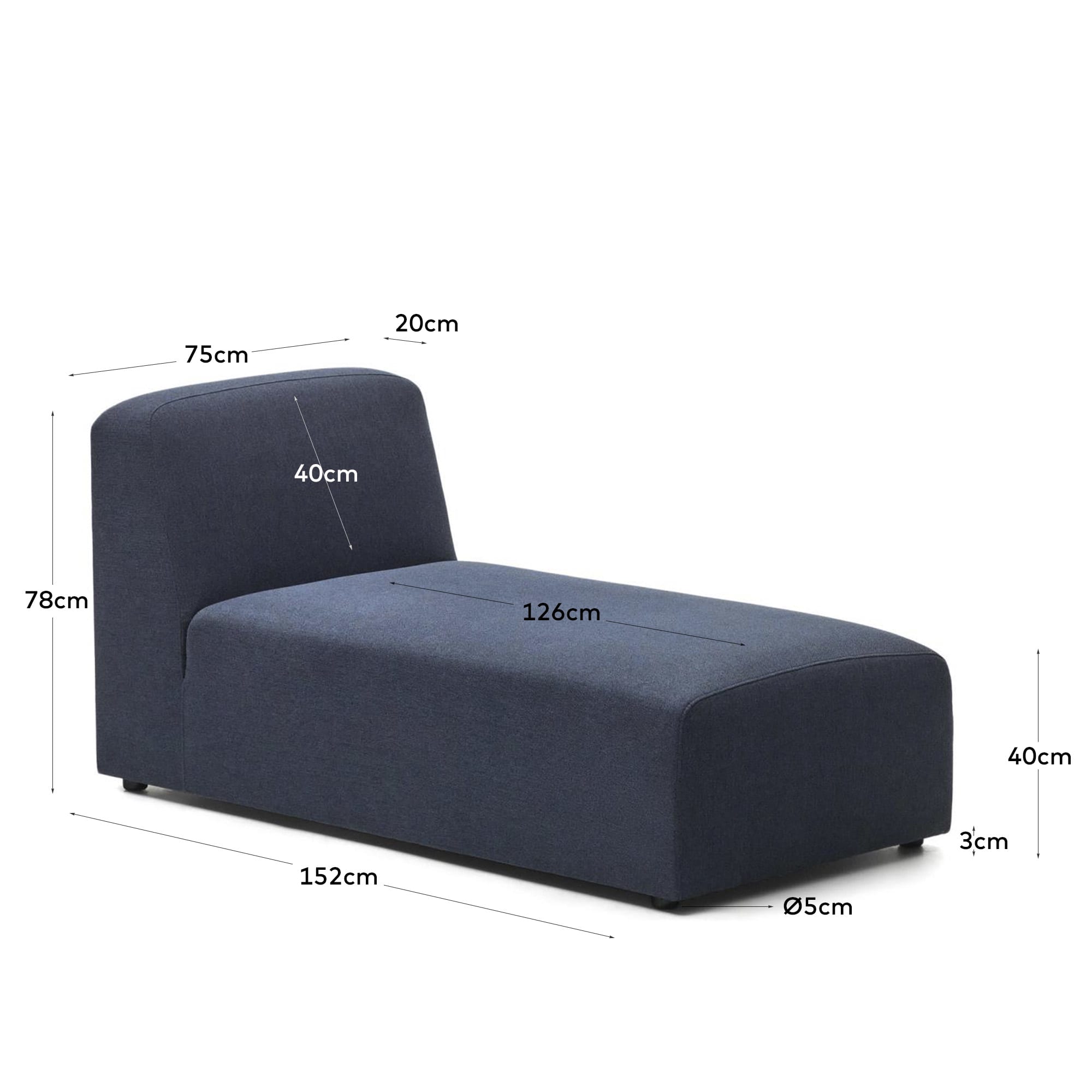 Neom Chaiselongue Modul in Blau 152 x 75 cm FSC Mix Credit in Blau präsentiert im Onlineshop von KAQTU Design AG. Modulares Sofa ist von Kave Home