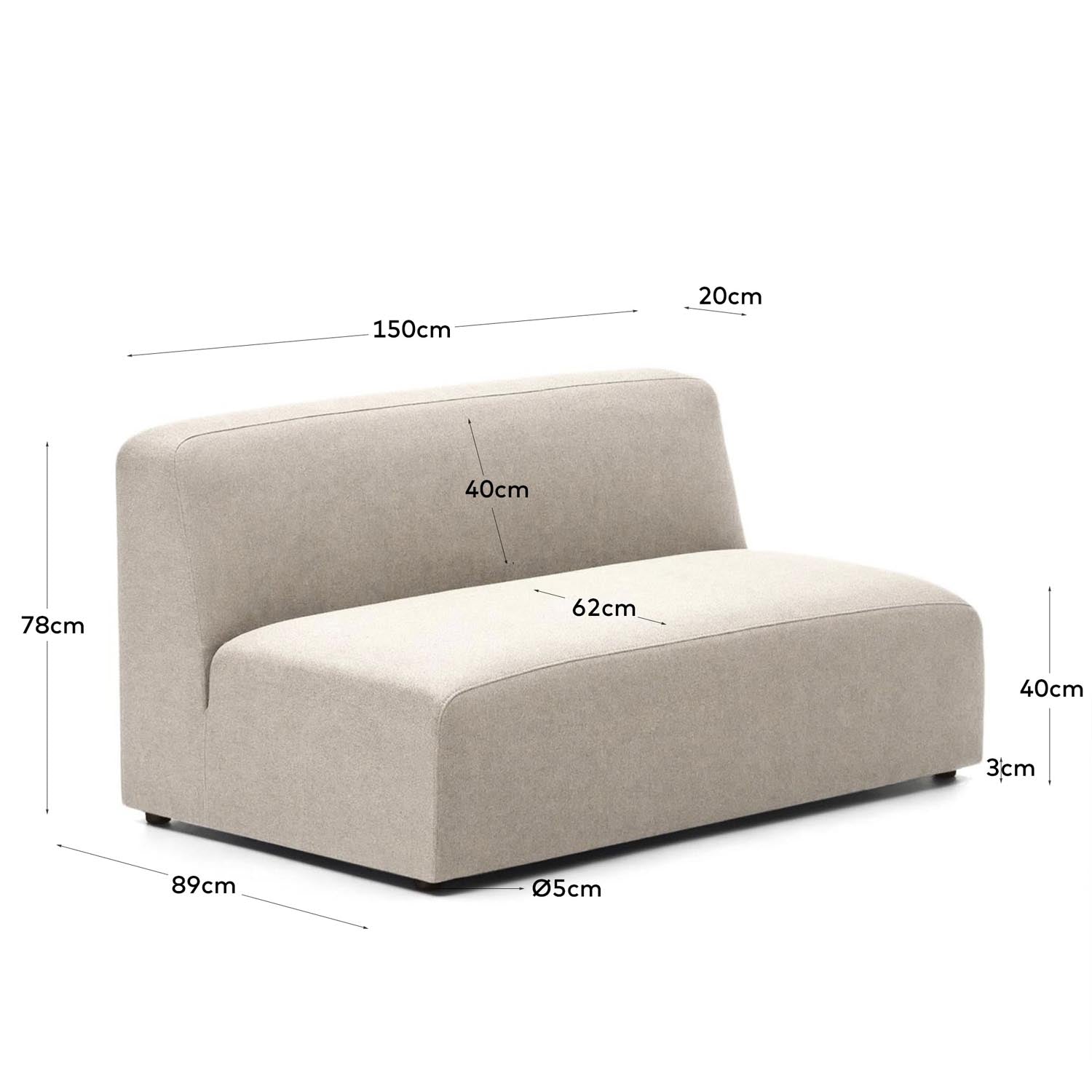 Neom 2-Sitzer-Modul in Beige 150 cm in Beige präsentiert im Onlineshop von KAQTU Design AG. 2er Sofa ist von Kave Home