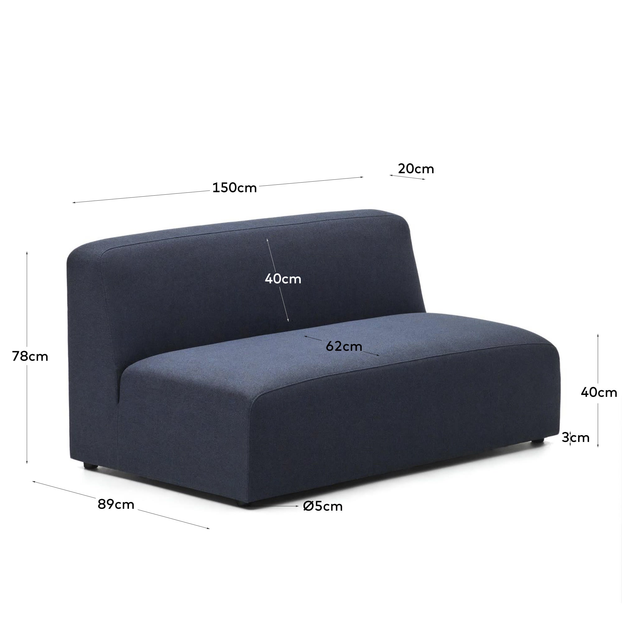 Neom 2-Sitzer-Modul in Blau 150 cm FSC Mix Credit in Blau präsentiert im Onlineshop von KAQTU Design AG. 2er Sofa ist von Kave Home