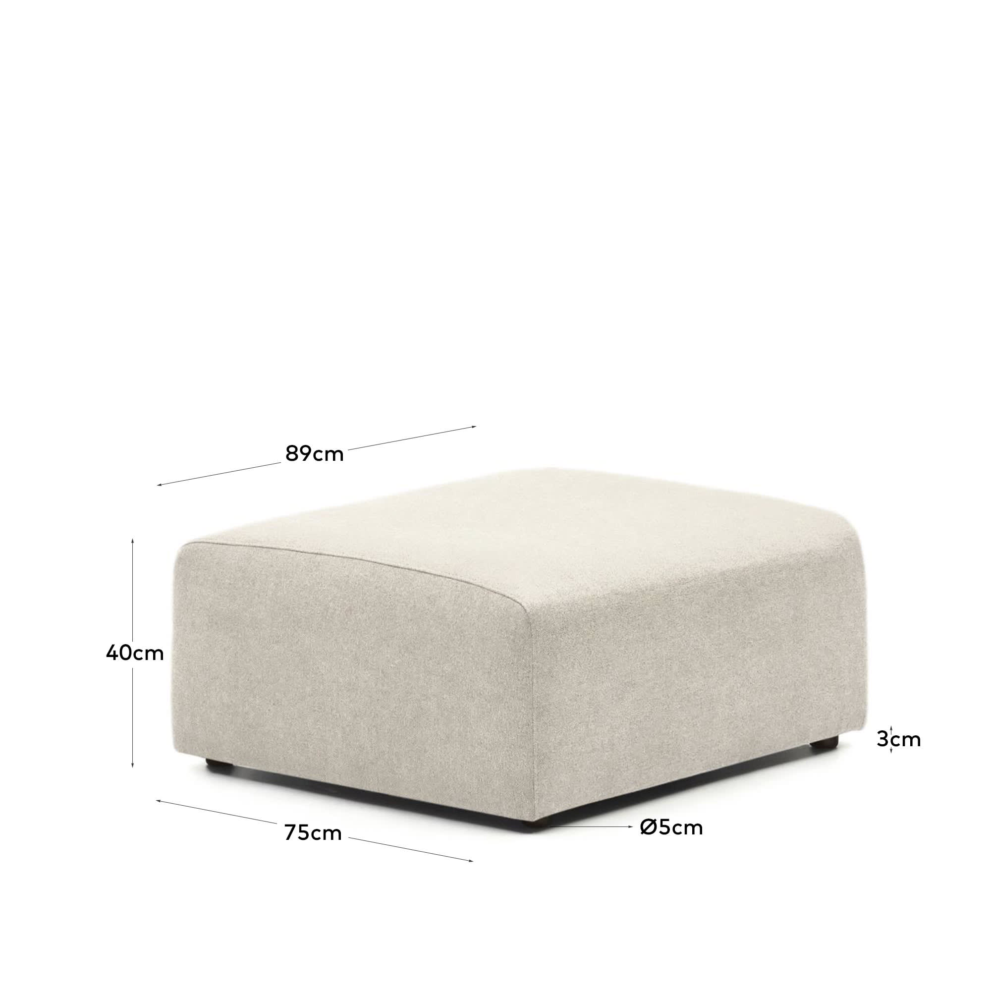 Neom Pouf Randmodul in Beige 75 x 89 cm FSC Mix Credit in Beige präsentiert im Onlineshop von KAQTU Design AG. Modulares Sofa ist von Kave Home