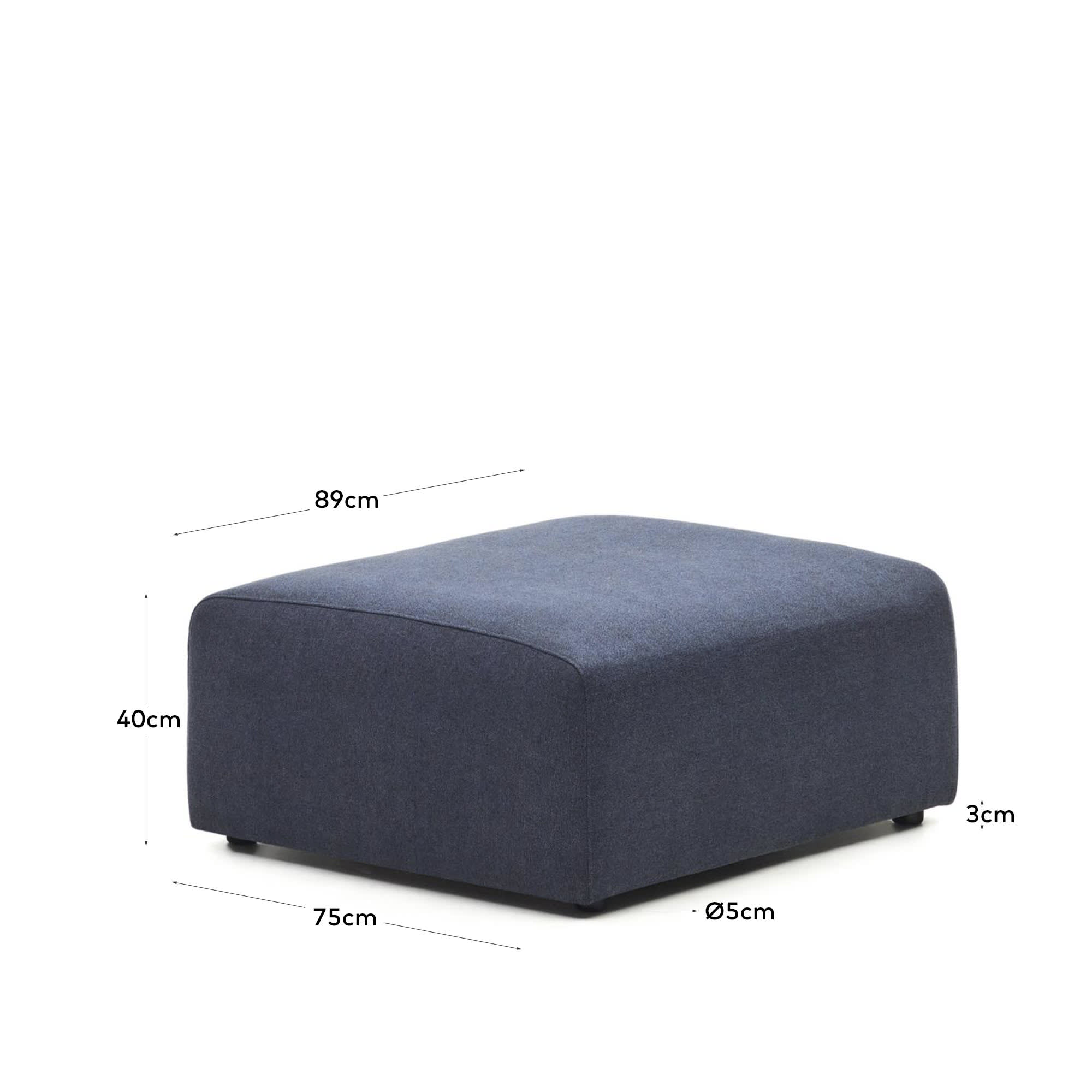 Neom Pouf Randmodul in Blau 75 x 89 cm FSC Mix Credit in Blau präsentiert im Onlineshop von KAQTU Design AG. Modulares Sofa ist von Kave Home