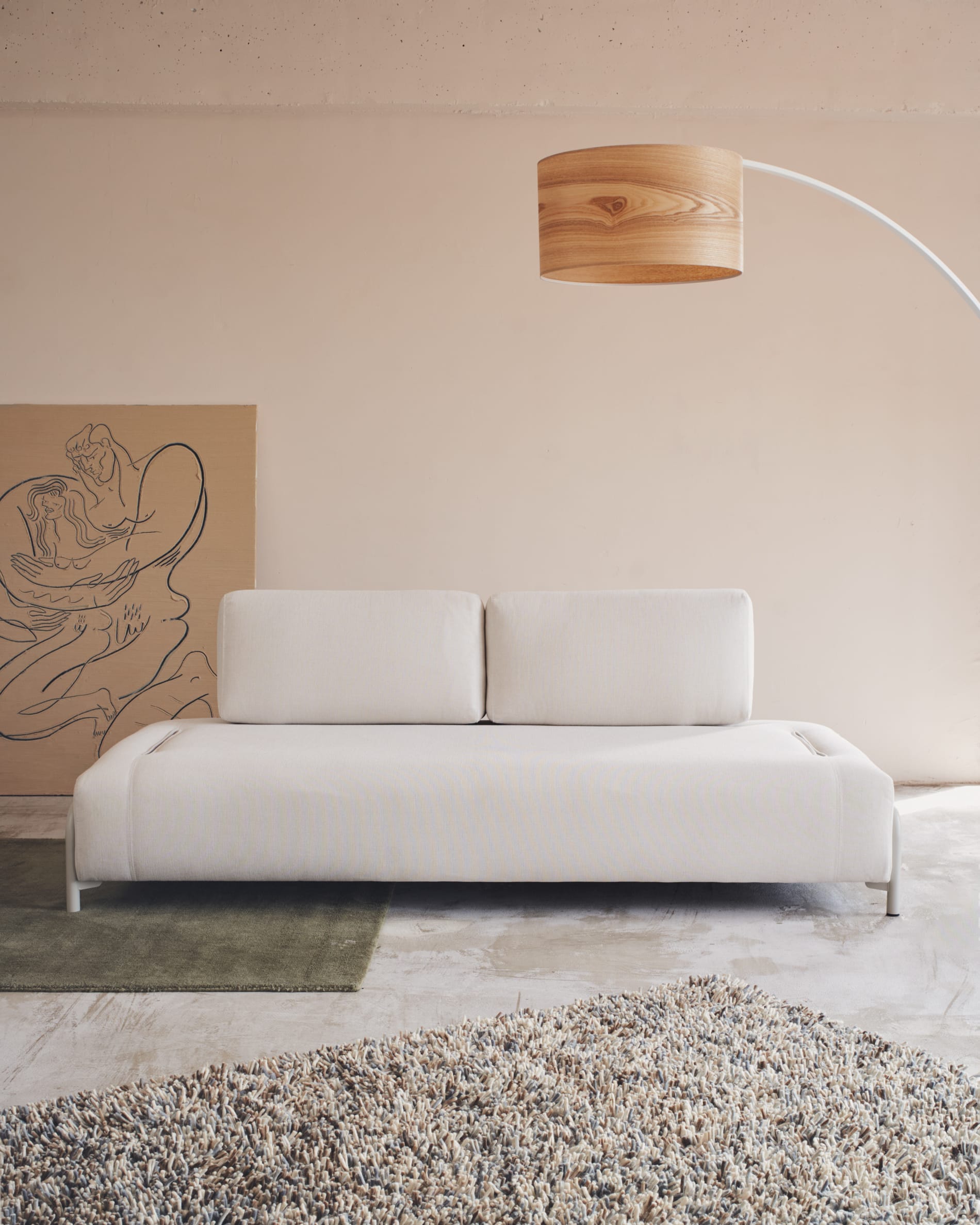 Compo 3-Sitzer-Modul  Chenille beige Metallgestell beige 232 cm in Beige präsentiert im Onlineshop von KAQTU Design AG. 3er Sofa ist von Kave Home