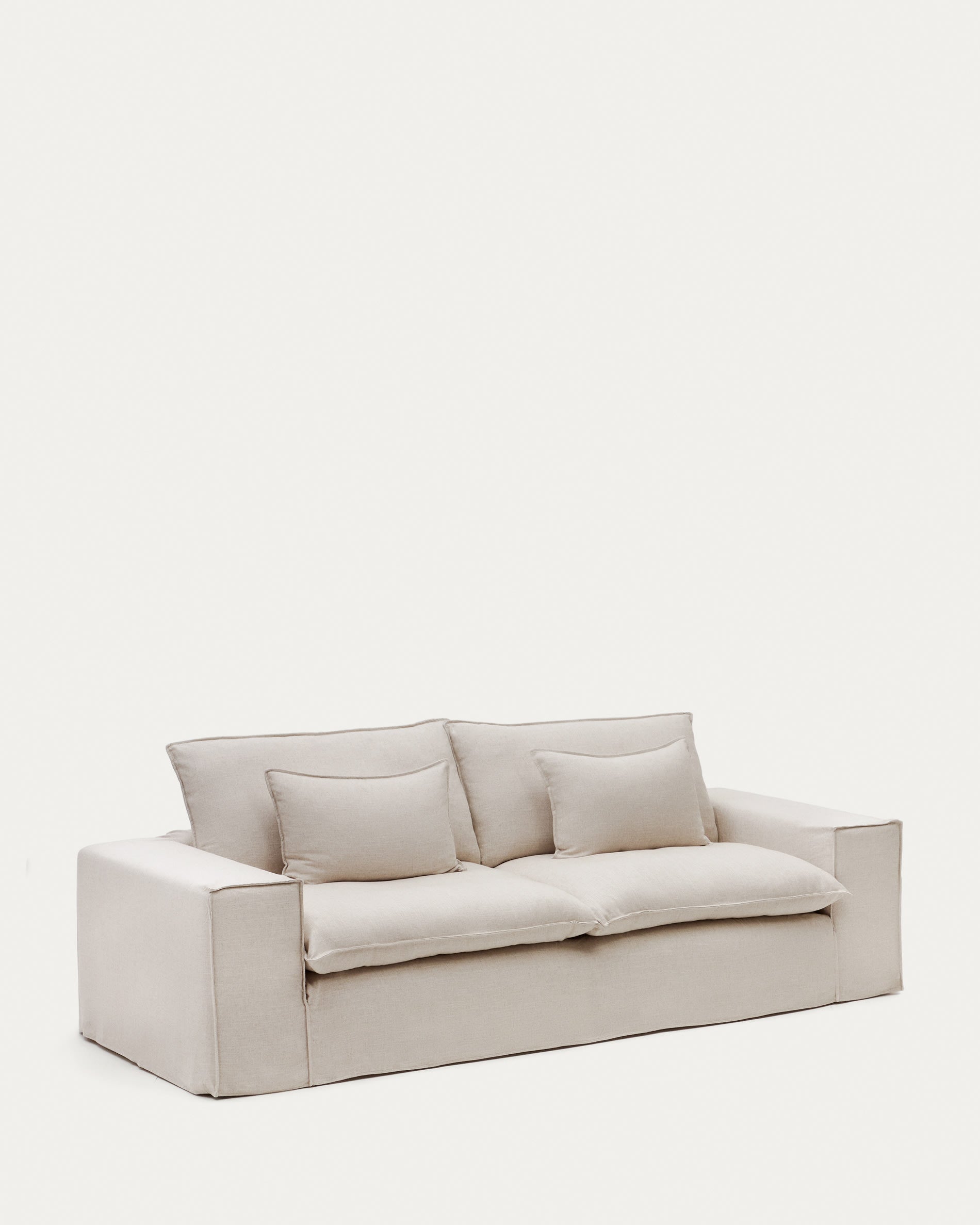 Bezug für Anarela 3-Sitzer-Sofa aus Leinen in Beige in Beige präsentiert im Onlineshop von KAQTU Design AG. Sofa-Zubehör ist von Kave Home