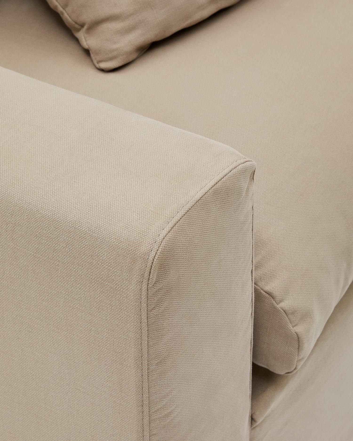 Nora Sessel mit abziehbarem Kissenbezug aus Leinen und Baumwolle taupe 140 cm in Beige präsentiert im Onlineshop von KAQTU Design AG. Sessel ist von Kave Home