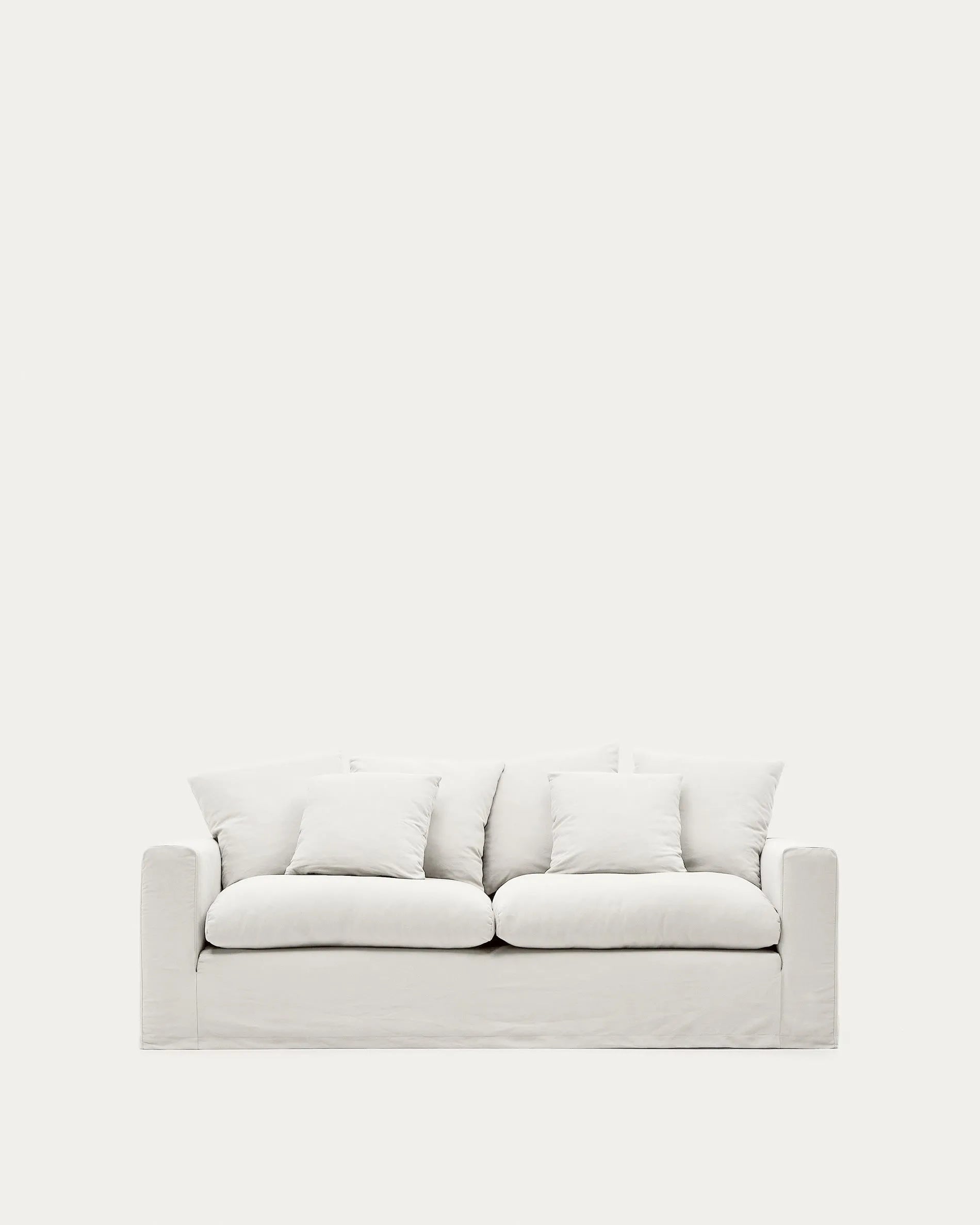 Elegantes 3-Sitzer-Sofa, 240 cm, Leinen-Baumwollbezüge, zeitloser Stil, hoher Komfort, abziehbar, AR-fähig.