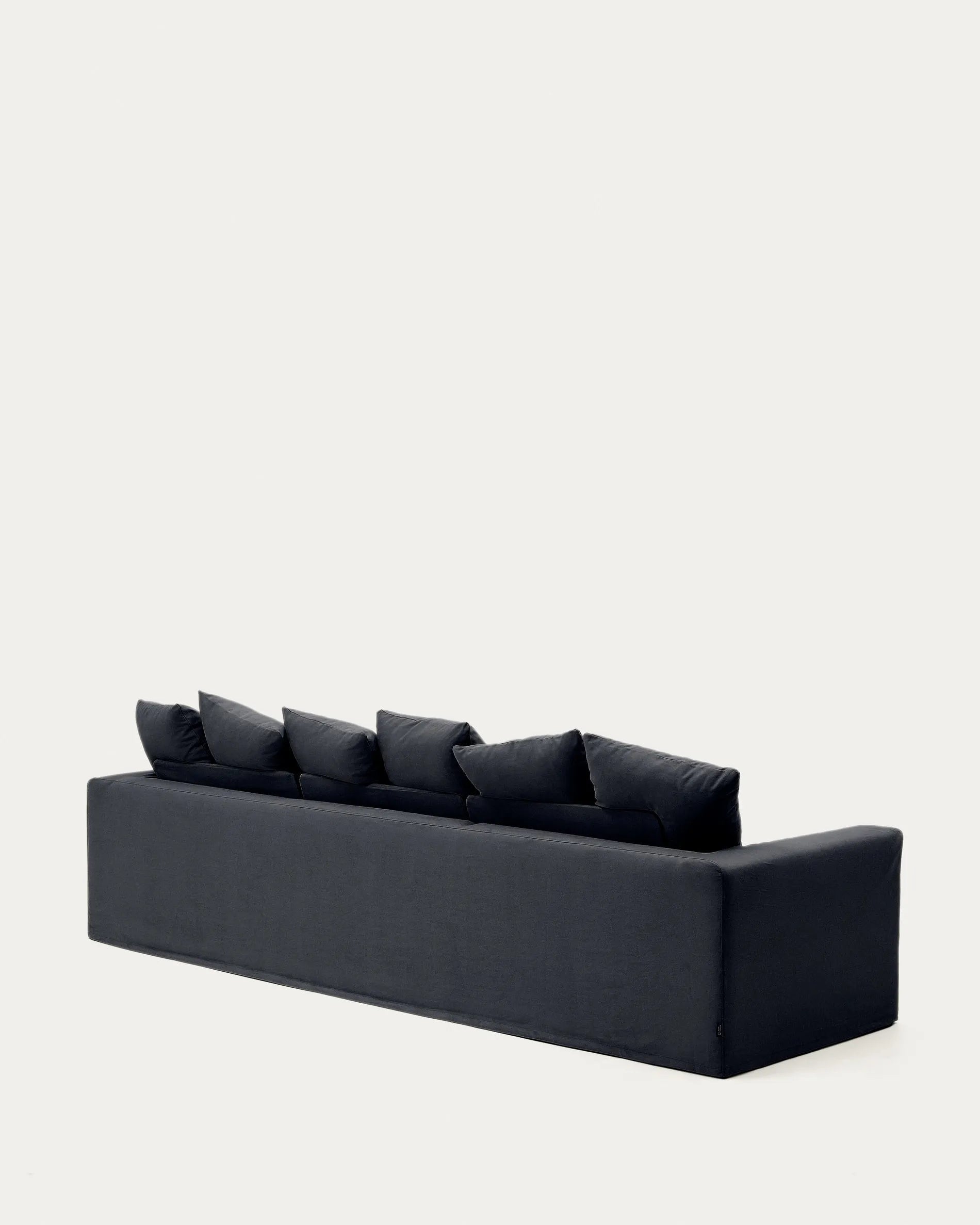 Elegantes 4-Sitzer Sofa in Anthrazitgrau, 340 cm breit, mit abziehbaren Leinen-Baumwollbezügen für stilvollen Komfort.