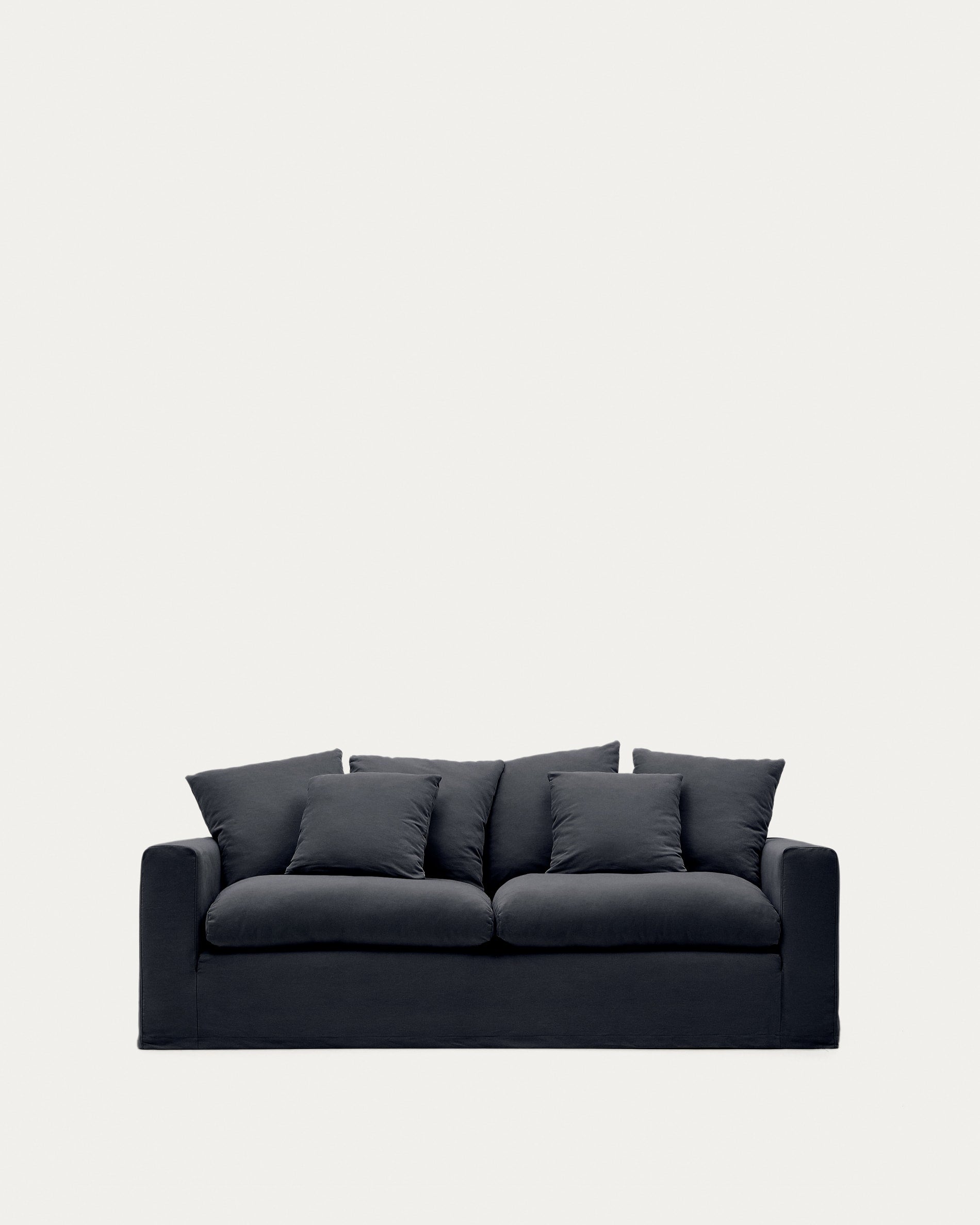 Bezug für Nora Sofa 3 Sitzer aus Leinen und Baumwolle anthrazitgrau in Graphit präsentiert im Onlineshop von KAQTU Design AG. Sofa-Zubehör ist von Kave Home