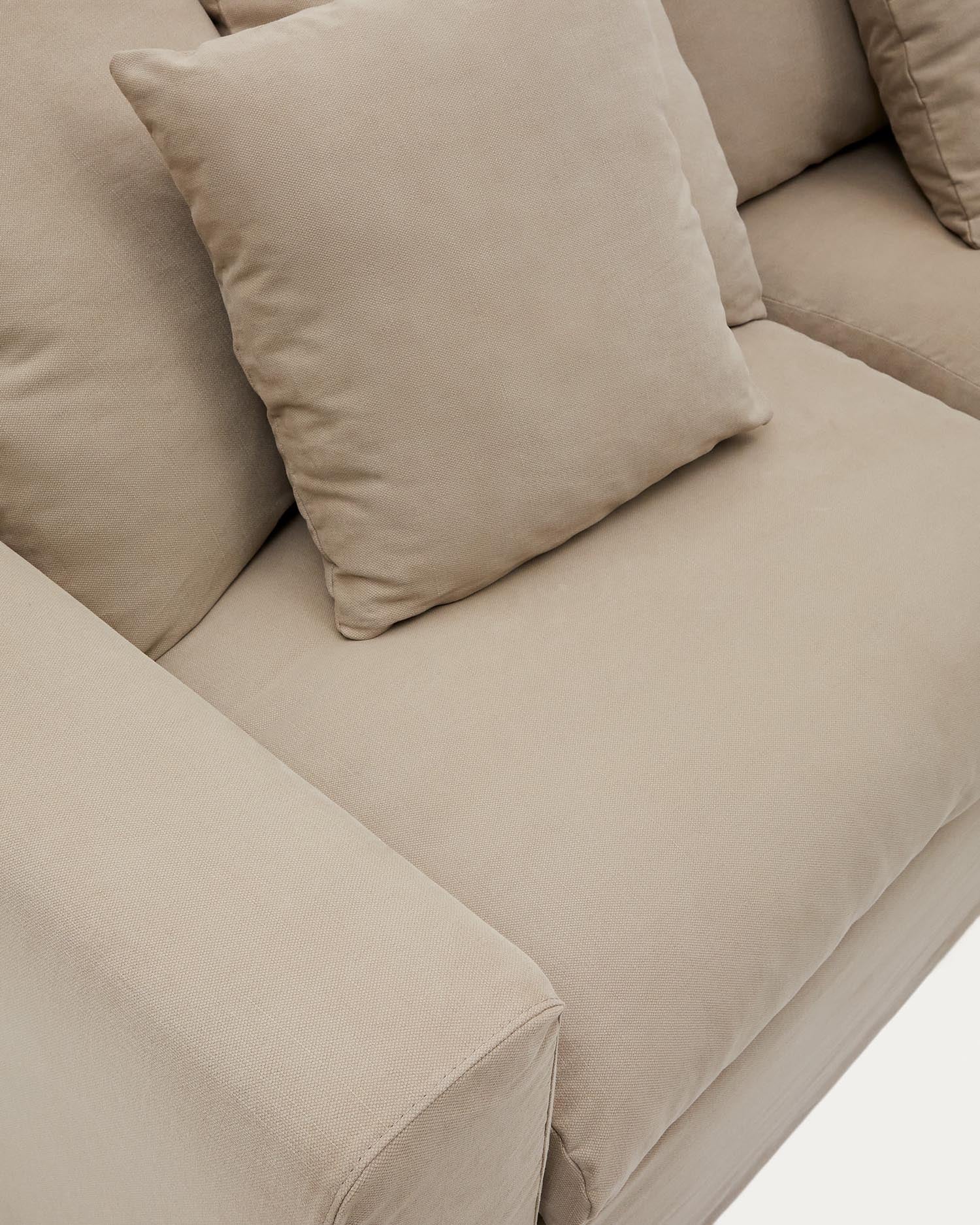 Bezug für Nora Sofa 3 Sitzer aus Leinen und Baumwolle taupe in Beige präsentiert im Onlineshop von KAQTU Design AG. Sofa-Zubehör ist von Kave Home