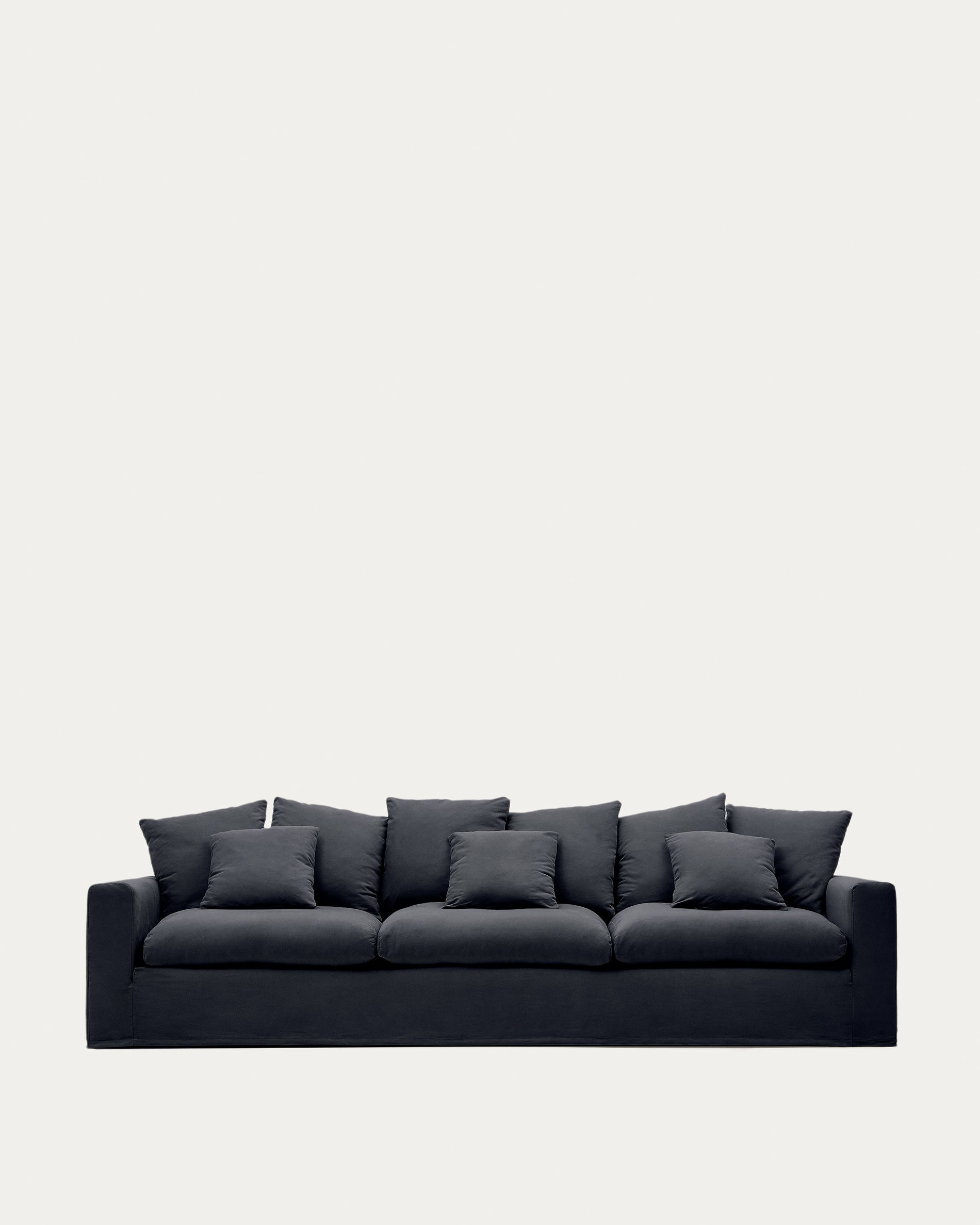 Bezug für Nora Sofa 4 Sitzer aus Leinen und Baumwolle anthrazitgrau in Graphit präsentiert im Onlineshop von KAQTU Design AG. Sofa-Zubehör ist von Kave Home