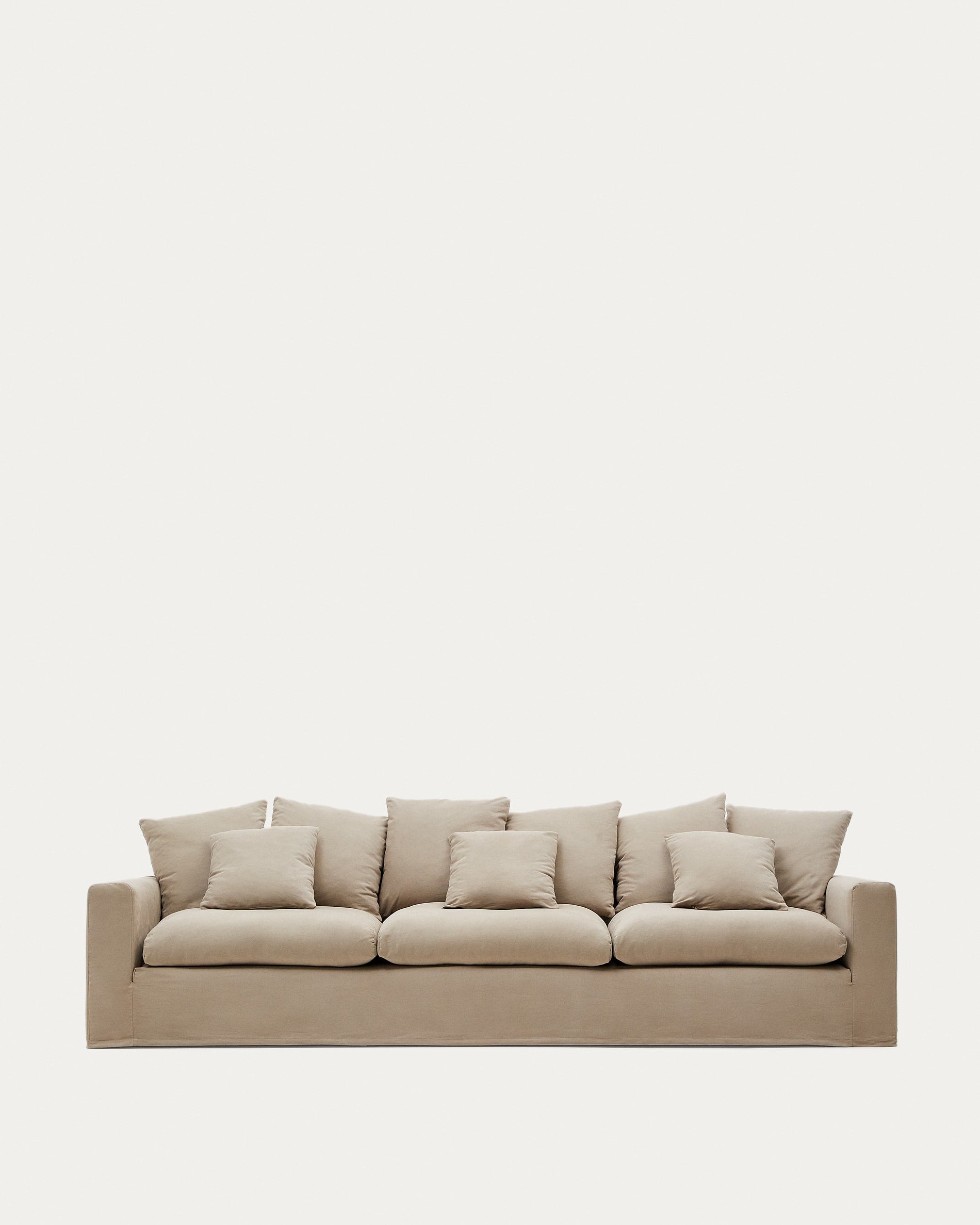 Bezug für Nora Sofa 4 Sitzer aus Leinen und Baumwolle taupe in Beige präsentiert im Onlineshop von KAQTU Design AG. Sofa-Zubehör ist von Kave Home