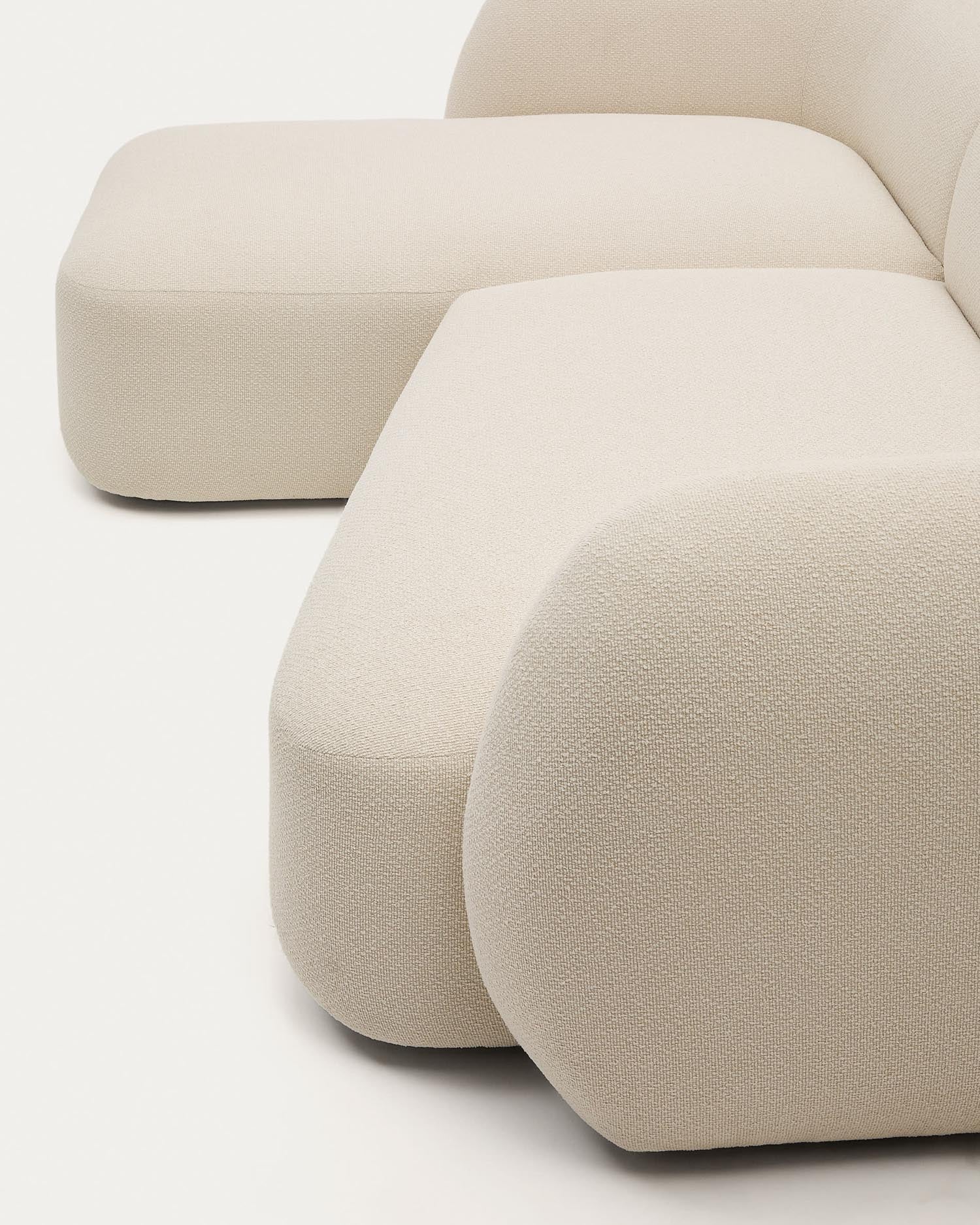 Martina modulares 3-Sitzer-Sofa in Chenille mit Chaiselongue links Écru 287 cm in Ecru präsentiert im Onlineshop von KAQTU Design AG. 3er Sofa ist von Kave Home