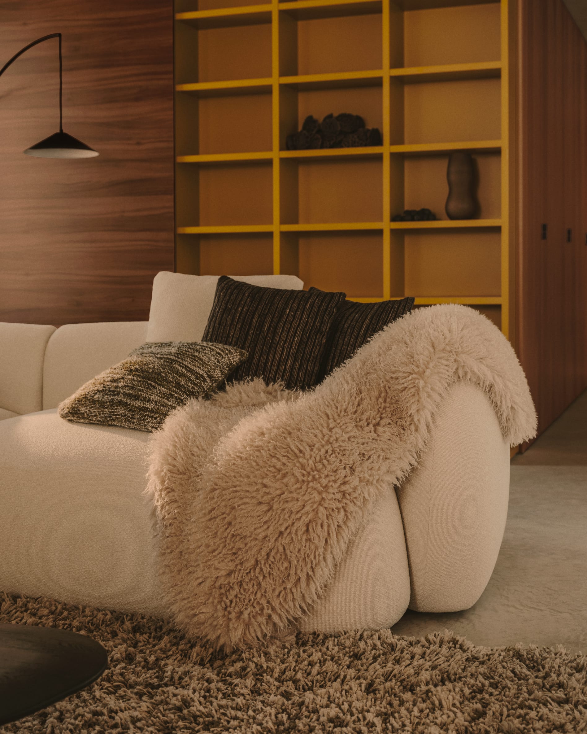 Martina modulares 3-Sitzer-Sofa in Chenille mit Chaiselongue links Écru 287 cm in Ecru präsentiert im Onlineshop von KAQTU Design AG. 3er Sofa ist von Kave Home