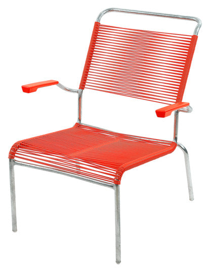 Säntis Lounger Hochlehner Spaghetti in Orange / Feuerverzinkt präsentiert im Onlineshop von KAQTU Design AG. Outdoor-Sessel ist von Schaffner