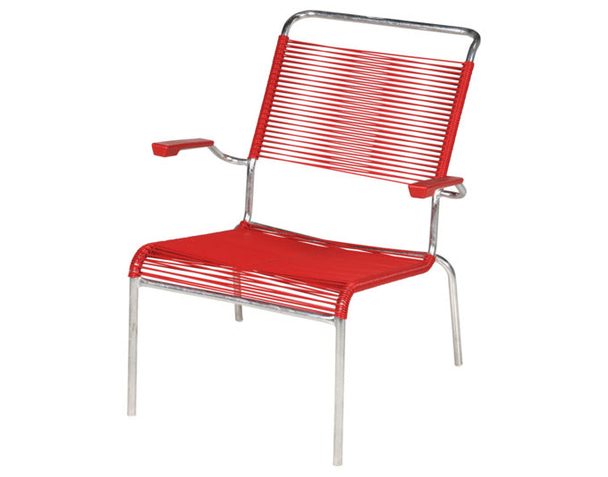 Säntis Lounger Hochlehner Spaghetti in Rot / Feuerverzinkt präsentiert im Onlineshop von KAQTU Design AG. Outdoor-Sessel ist von Schaffner