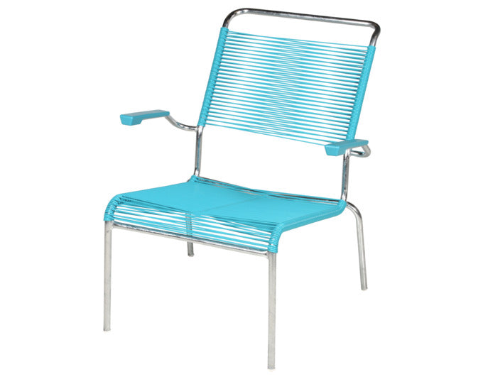 Säntis Lounger Hochlehner Spaghetti in Türkis / Feuerverzinkt präsentiert im Onlineshop von KAQTU Design AG. Outdoor-Sessel ist von Schaffner