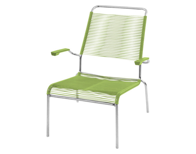 Säntis Lounger Hochlehner Spaghetti in Hellgrün / Feuerverzinkt präsentiert im Onlineshop von KAQTU Design AG. Outdoor-Sessel ist von Schaffner