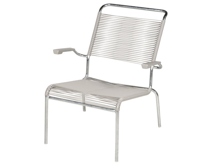 Säntis Lounger Hochlehner Spaghetti in Alusilber / Feuerverzinkt präsentiert im Onlineshop von KAQTU Design AG. Outdoor-Sessel ist von Schaffner