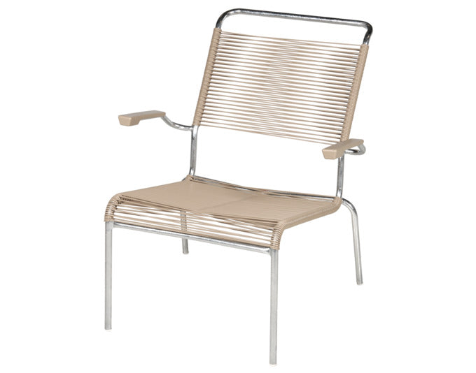 Säntis Lounger Hochlehner Spaghetti in Pastellbraun / Feuerverzinkt präsentiert im Onlineshop von KAQTU Design AG. Outdoor-Sessel ist von Schaffner