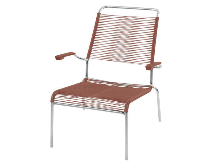 Säntis Lounger Hochlehner Spaghetti in Pastellterracotta / Feuerverzinkt präsentiert im Onlineshop von KAQTU Design AG. Outdoor-Sessel ist von Schaffner