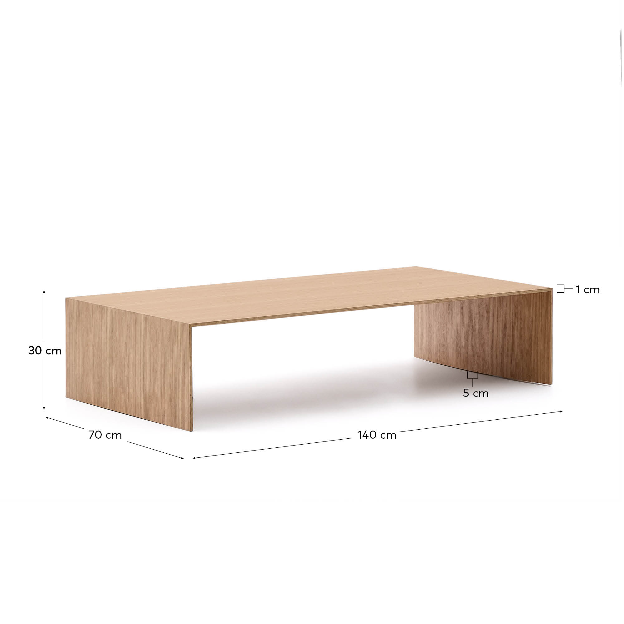 Couchtisch Litto aus Eichenfurnier mit naturfarbenem Finish 140 x 70 cm in Natur präsentiert im Onlineshop von KAQTU Design AG. Beistelltisch ist von Kave Home