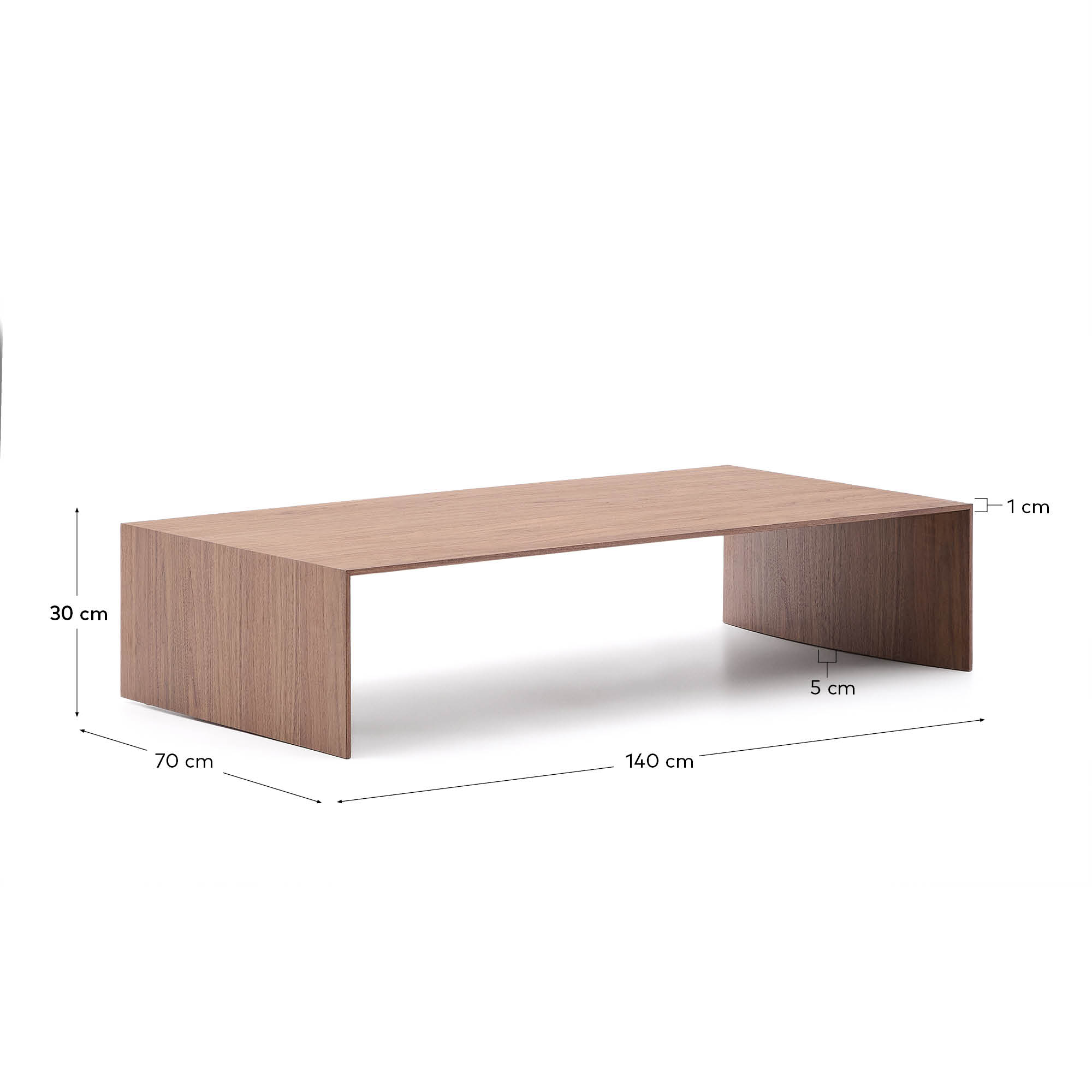 Couchtisch Litto aus Walnussfurnier mit naturfarbenem Finish 140 x 70 cm in Natur präsentiert im Onlineshop von KAQTU Design AG. Beistelltisch ist von Kave Home