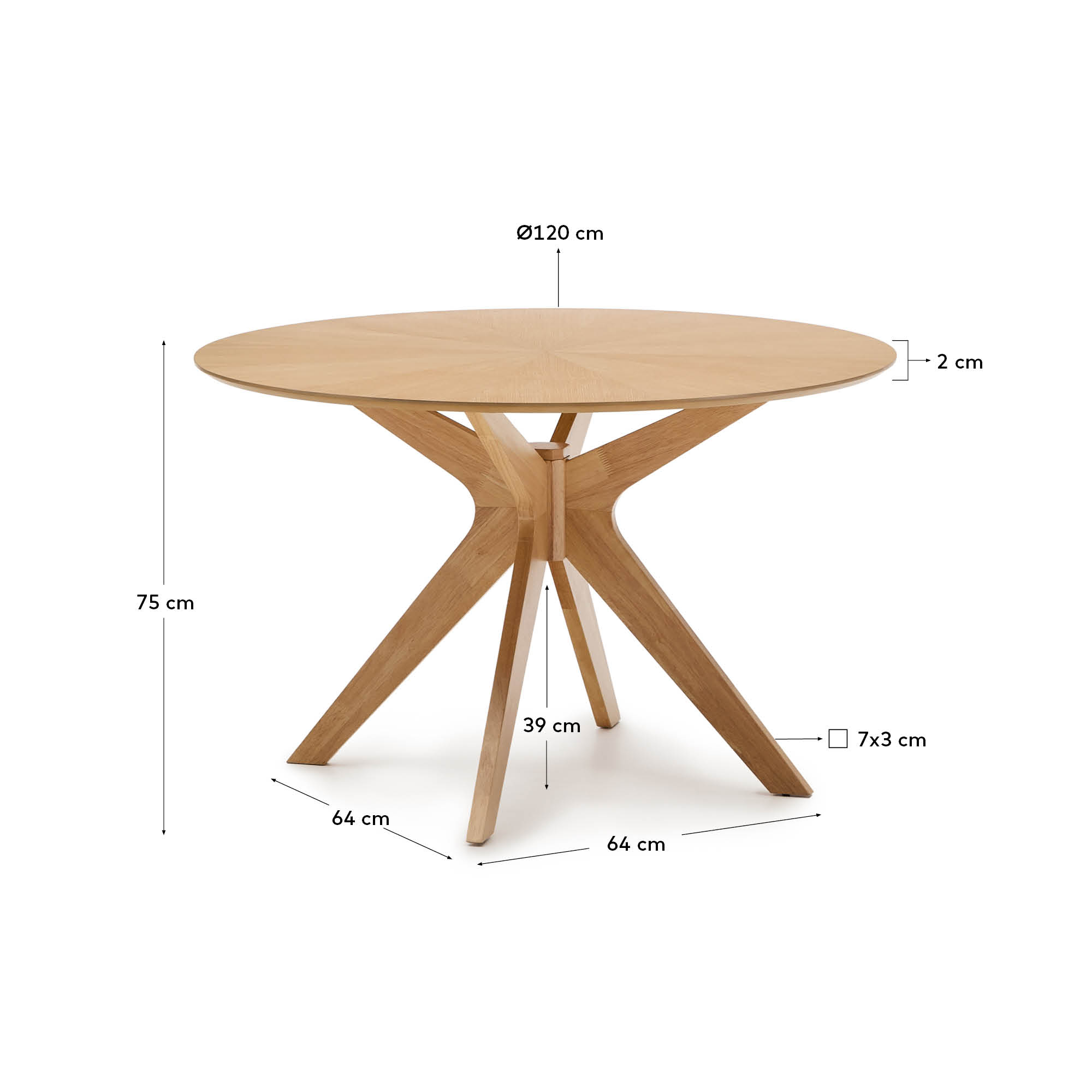 Naanim runder Tisch aus Eichenfurnier Ø 120 cm in Braun präsentiert im Onlineshop von KAQTU Design AG. Esstisch ist von Kave Home