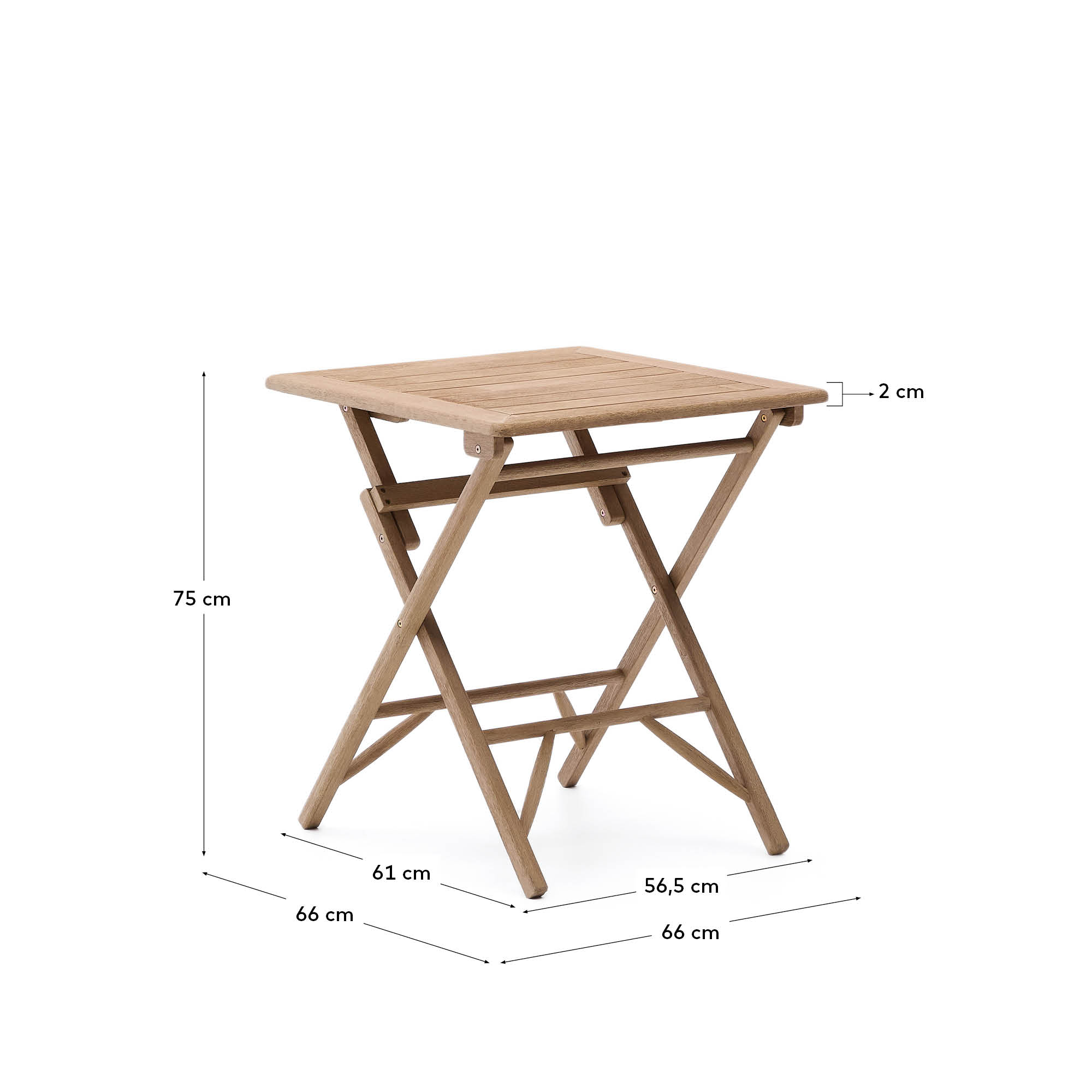 Klapptisch Dandara aus massivem Akazienholz, 66 x 66 cm, FSC 100 % in Braun präsentiert im Onlineshop von KAQTU Design AG. Gartentisch ist von Kave Home