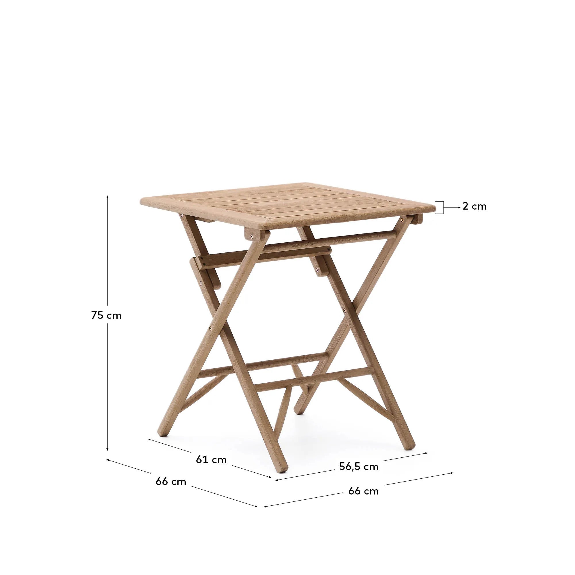 Der Klapptisch Dandara aus Akazienholz vereint Eleganz und Funktionalität, ideal für stilvolle Outdoor-Momente.