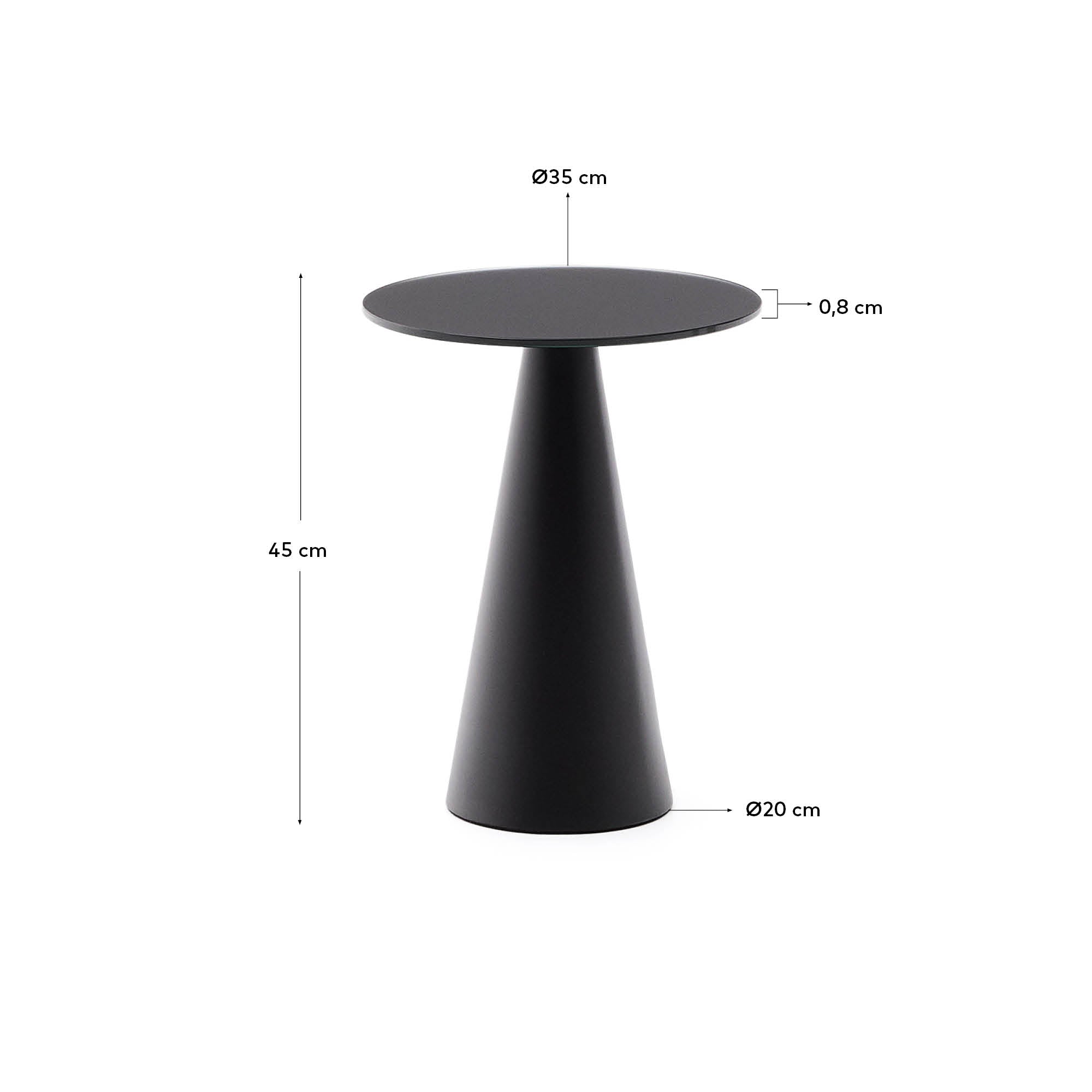 Wilshire Beistelltisch aus gehärteten Milchglas und Stahl matt schwarz lackiert Ø35 cm in Schwarz präsentiert im Onlineshop von KAQTU Design AG. Beistelltisch ist von Kave Home