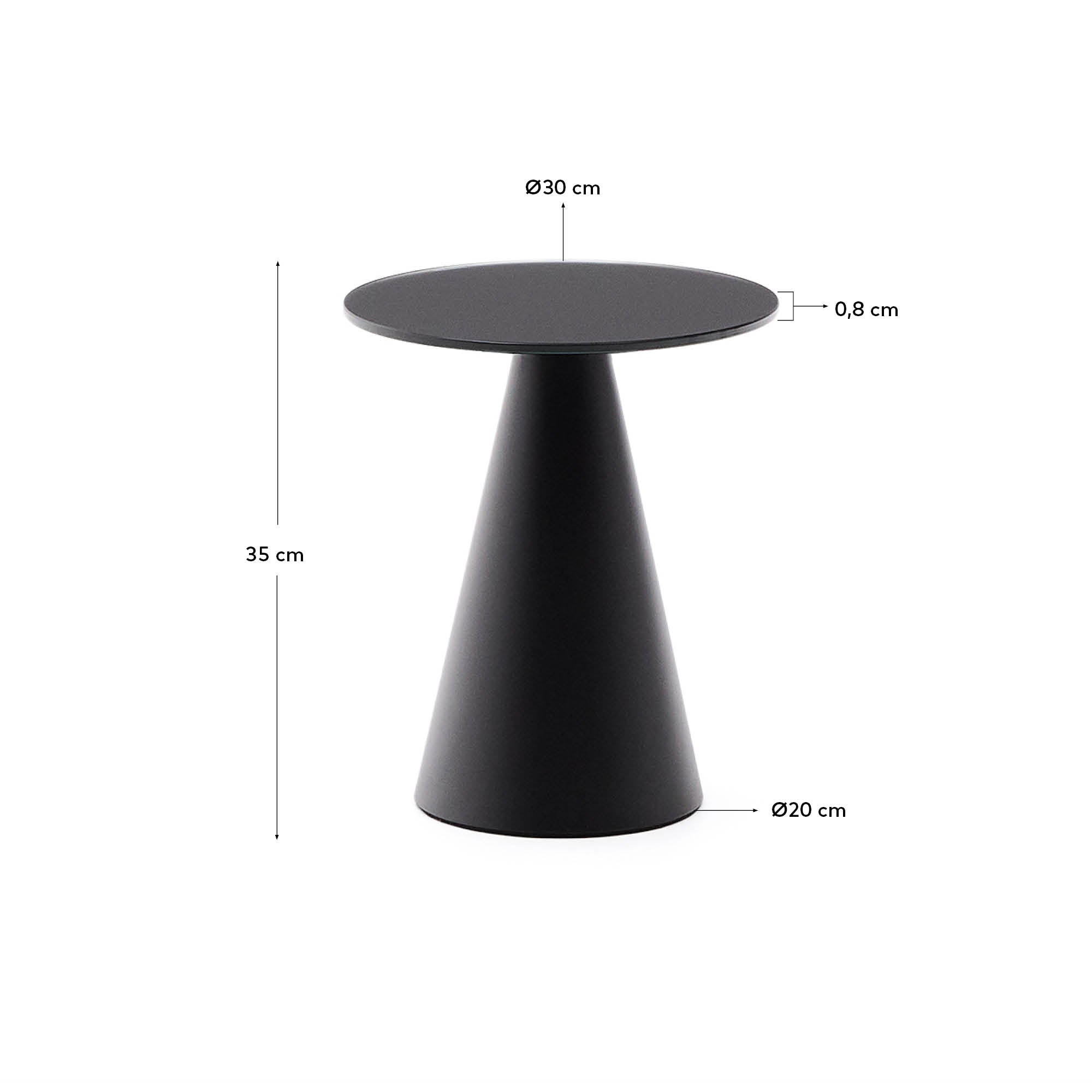 Wilshire Beistelltisch aus gehärtetem Milchglas und Stahl matt schwarz lackiert Ø30 cm in Schwarz präsentiert im Onlineshop von KAQTU Design AG. Beistelltisch ist von Kave Home