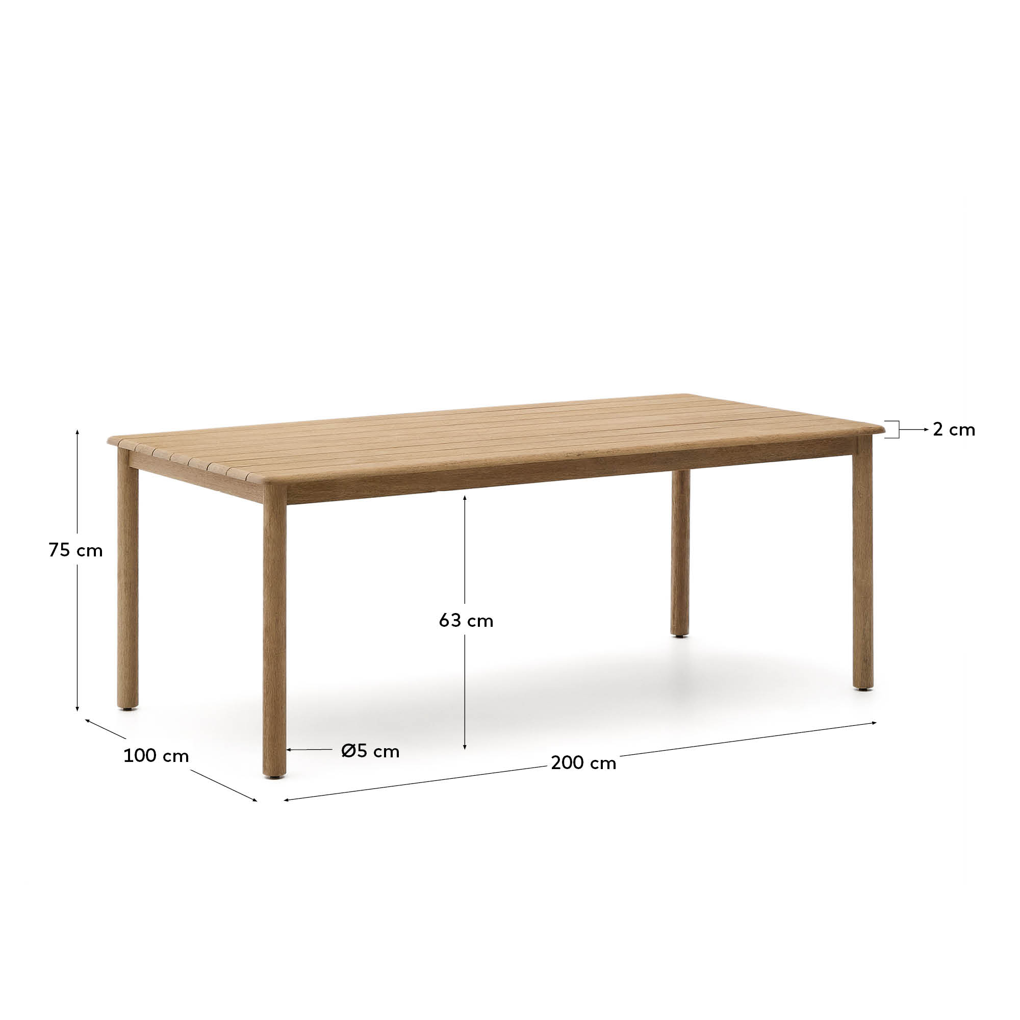 Tisch Sori aus massivem Akazienholz, 200 x 100 cm, FSC 100 % in Braun präsentiert im Onlineshop von KAQTU Design AG. Gartentisch ist von Kave Home