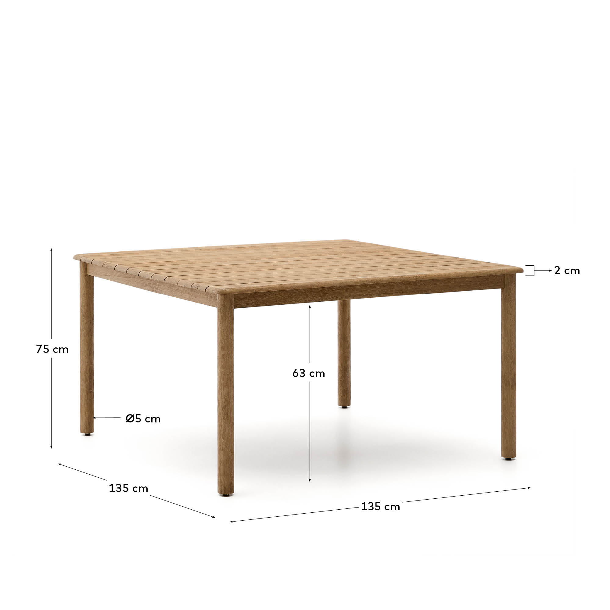 Tisch Sori aus massivem Akazienholz, 135 x 135 cm, FSC 100 % in Braun präsentiert im Onlineshop von KAQTU Design AG. Gartentisch ist von Kave Home