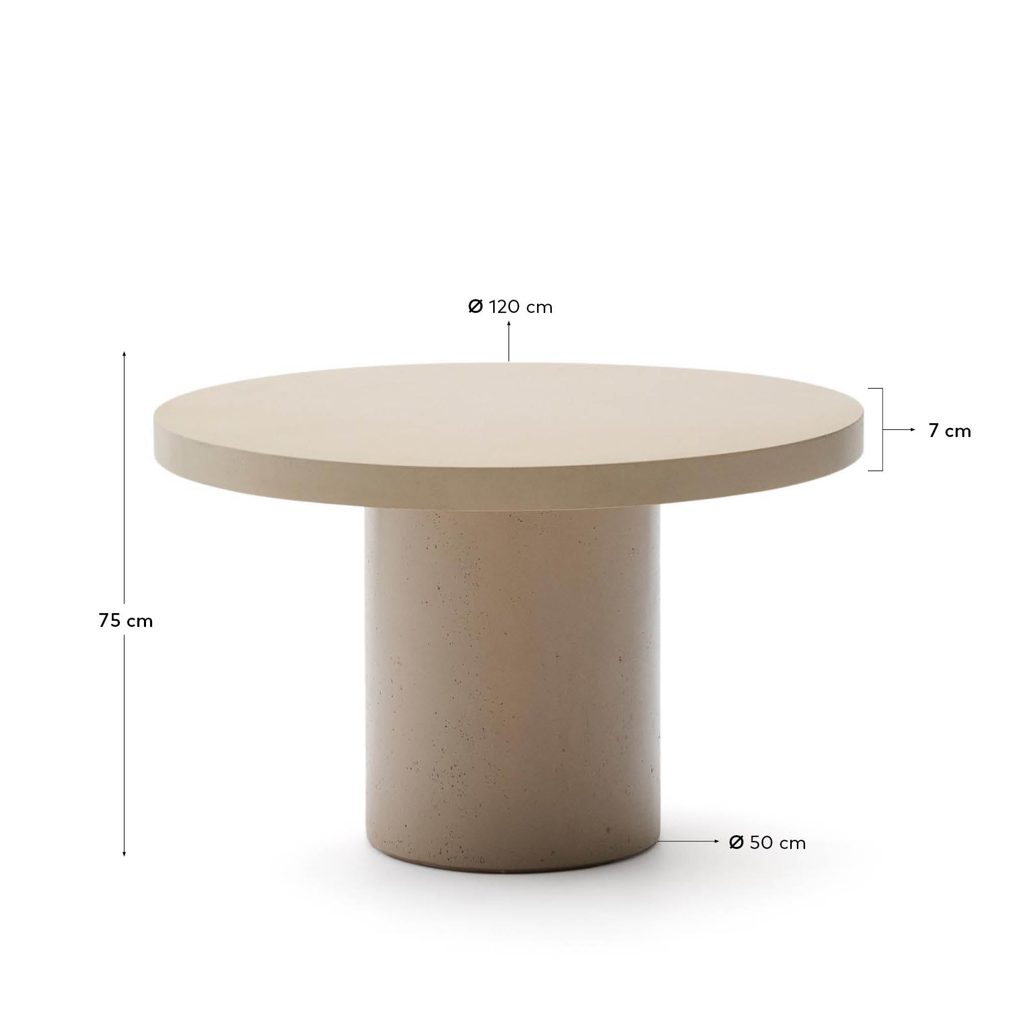 Runder Tisch Aiguablava aus Zement in Beige Ø 120 cm in Beige präsentiert im Onlineshop von KAQTU Design AG. Gartentisch ist von Kave Home